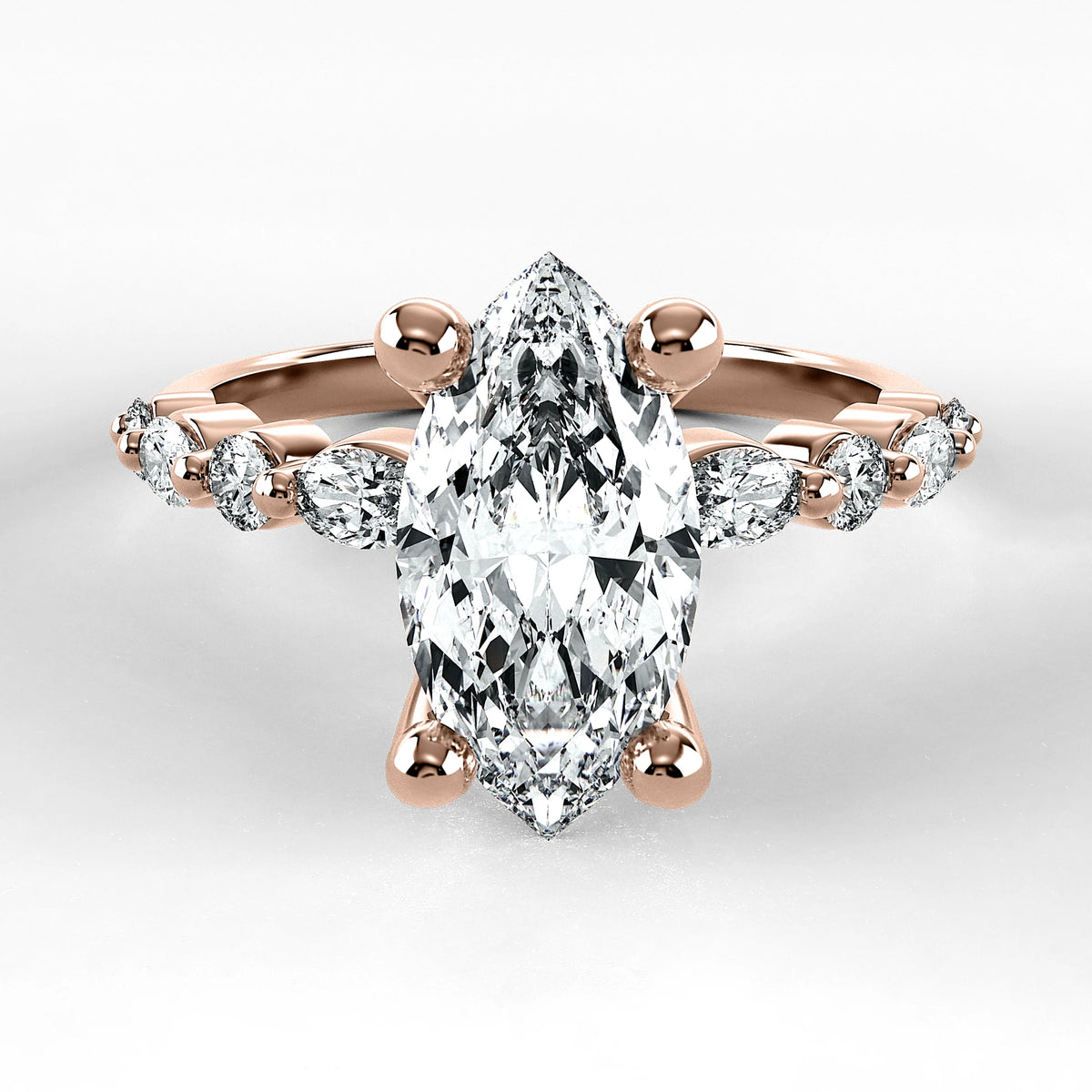 Anillo de Compromiso Intenso - Marquesa en oro rosa - vista 1