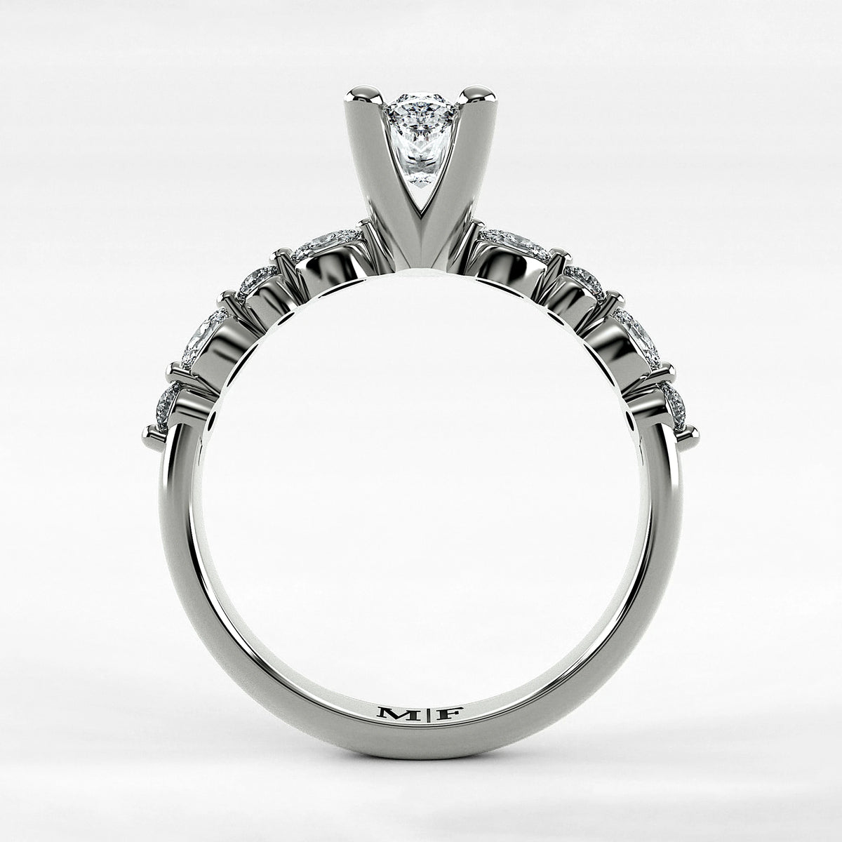 Anillo de Compromiso Intenso - Marquesa en oro blanco - vista 3