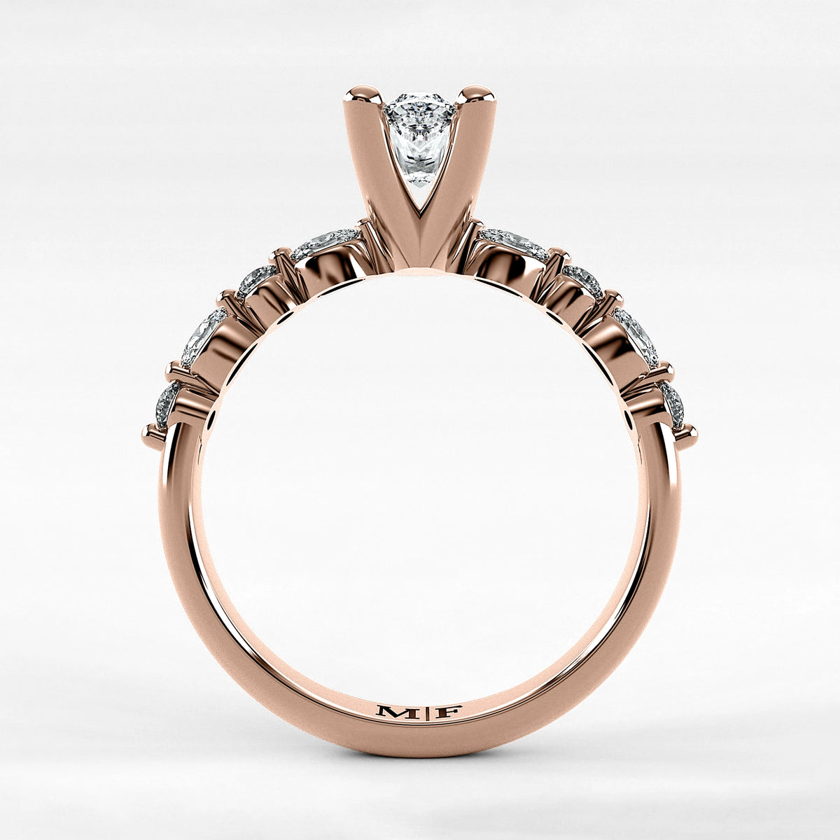 Anillo de Compromiso Intenso - Marquesa en oro rosa - vista 3