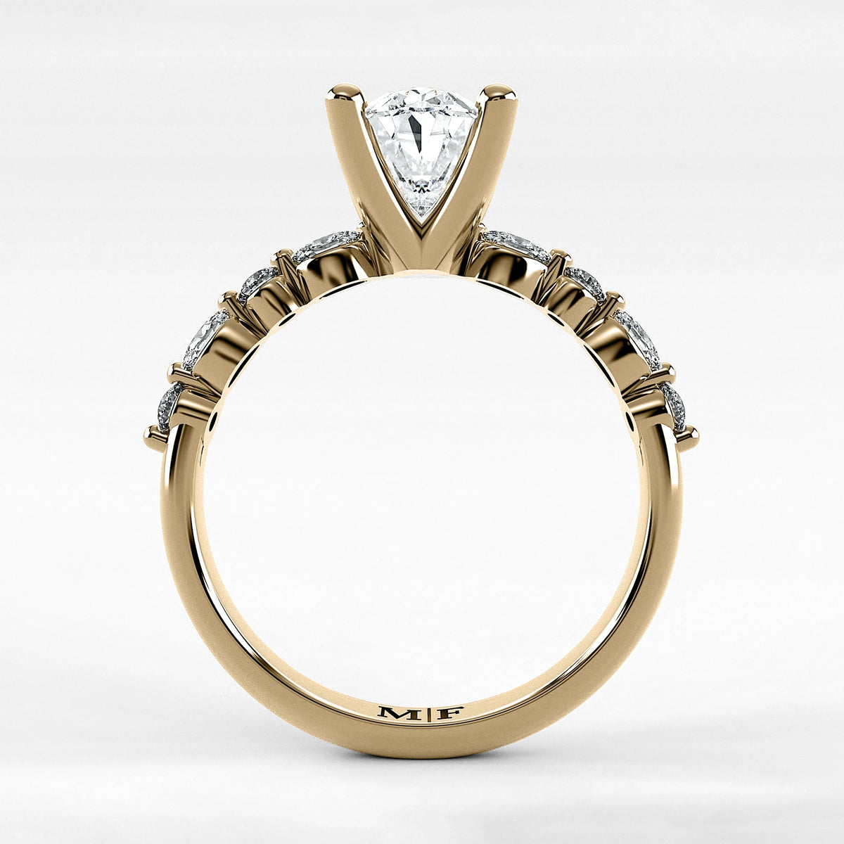 Anillo de Compromiso Intenso - Oval en oro amarillo - vista 3