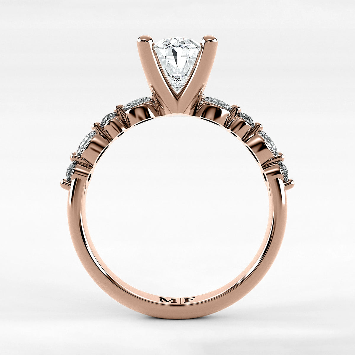 Anillo de Compromiso Intenso - Oval en oro rosa - vista 3