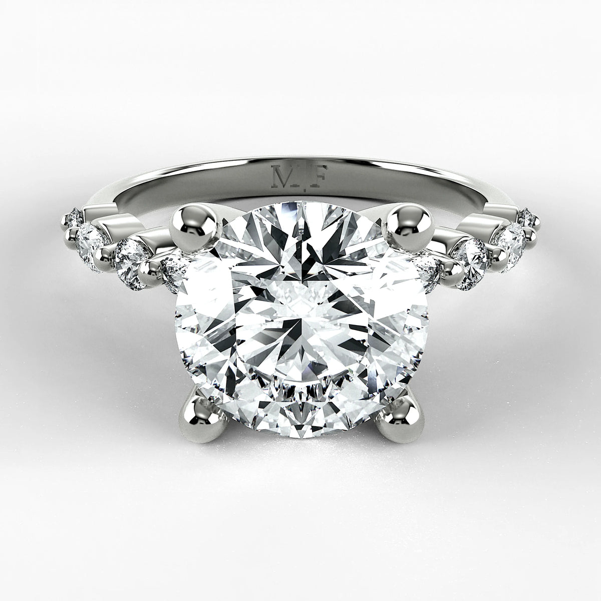Anillo de Compromiso Intenso - Redondo en oro blanco - vista 1