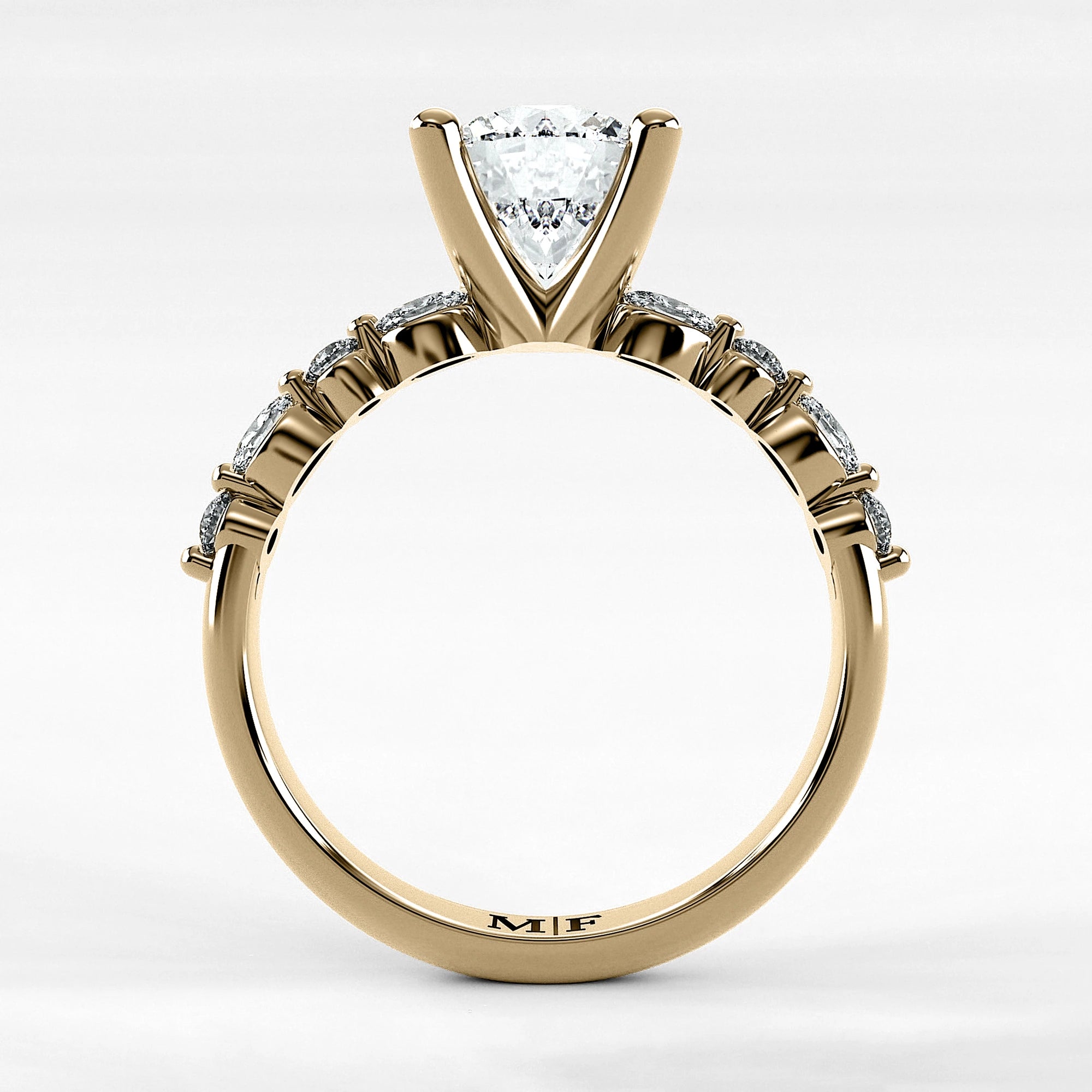 Anillo de Compromiso Intenso - Redondo en oro amarillo - vista 3