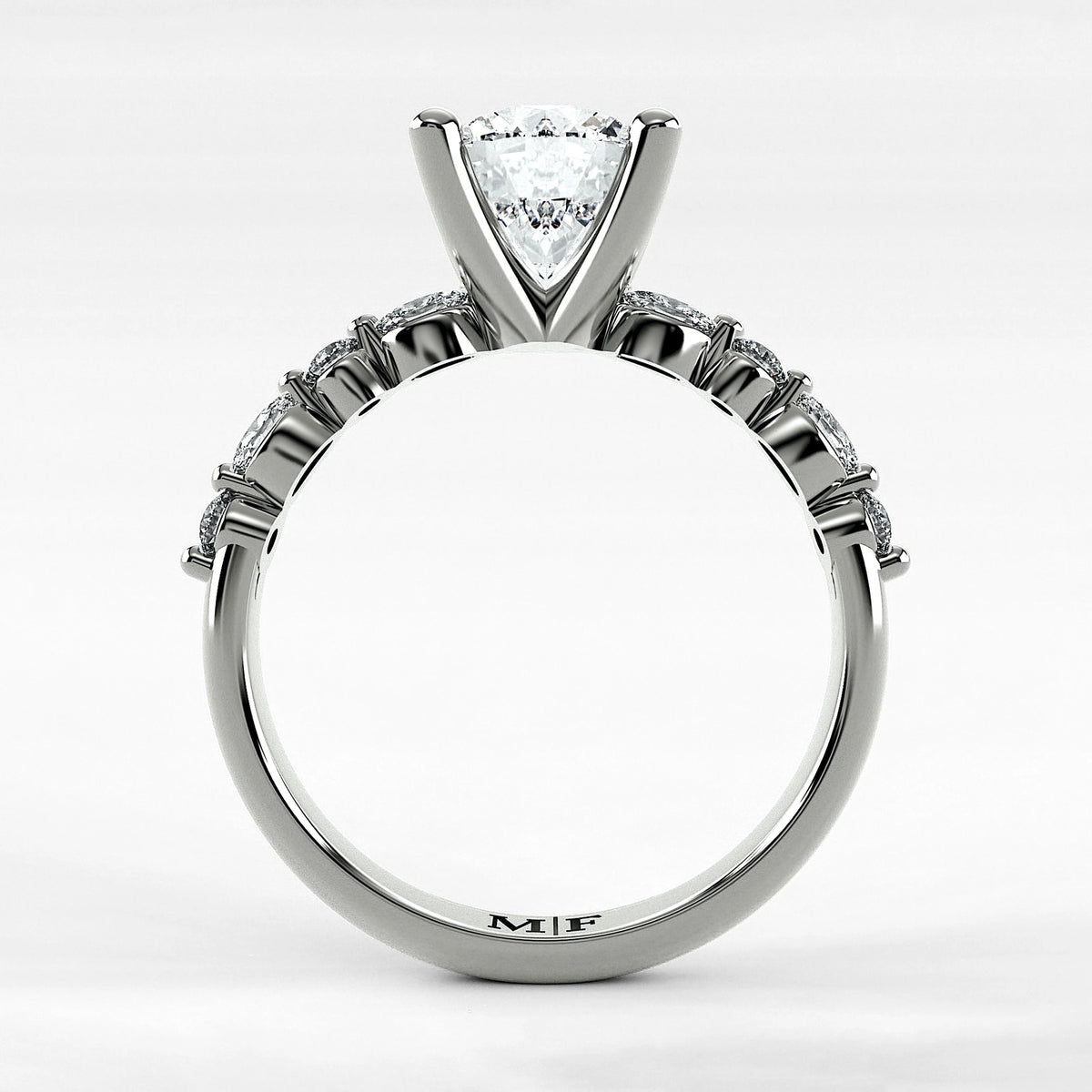 Anillo de Compromiso Intenso - Redondo en oro blanco - vista 3