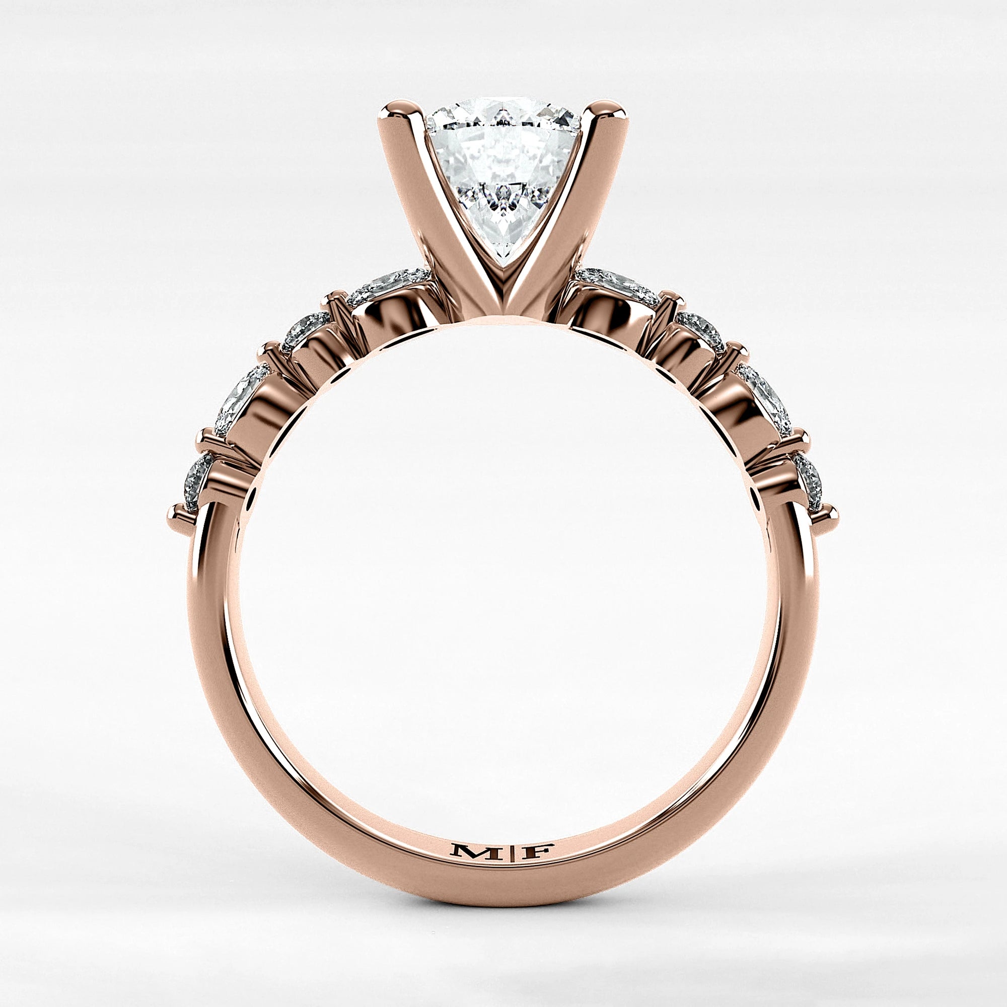 Anillo de Compromiso Intenso - Redondo en oro rosa - vista 3