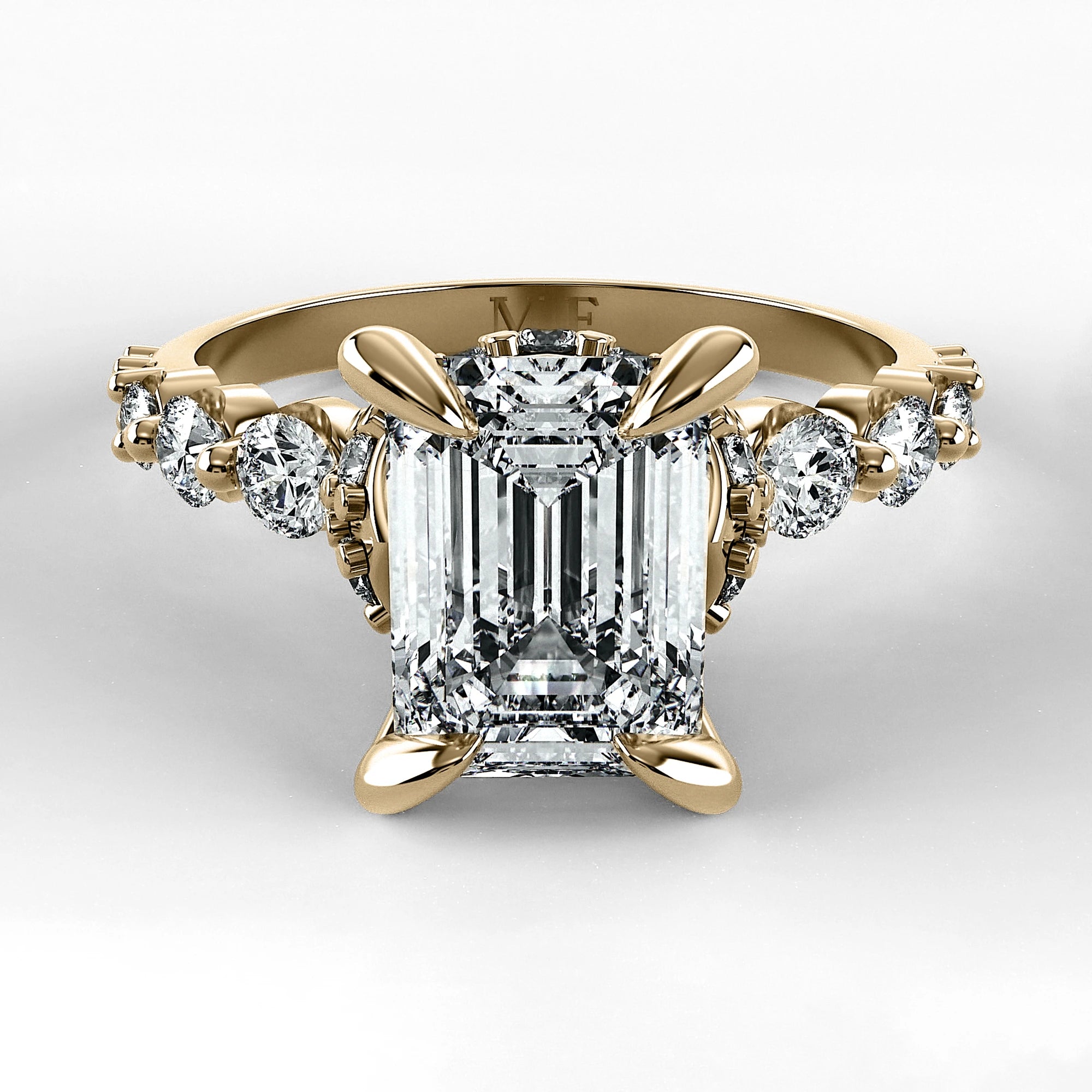 Anillo de Compromiso Estructura - Esmeralda en oro amarillo - vista 1