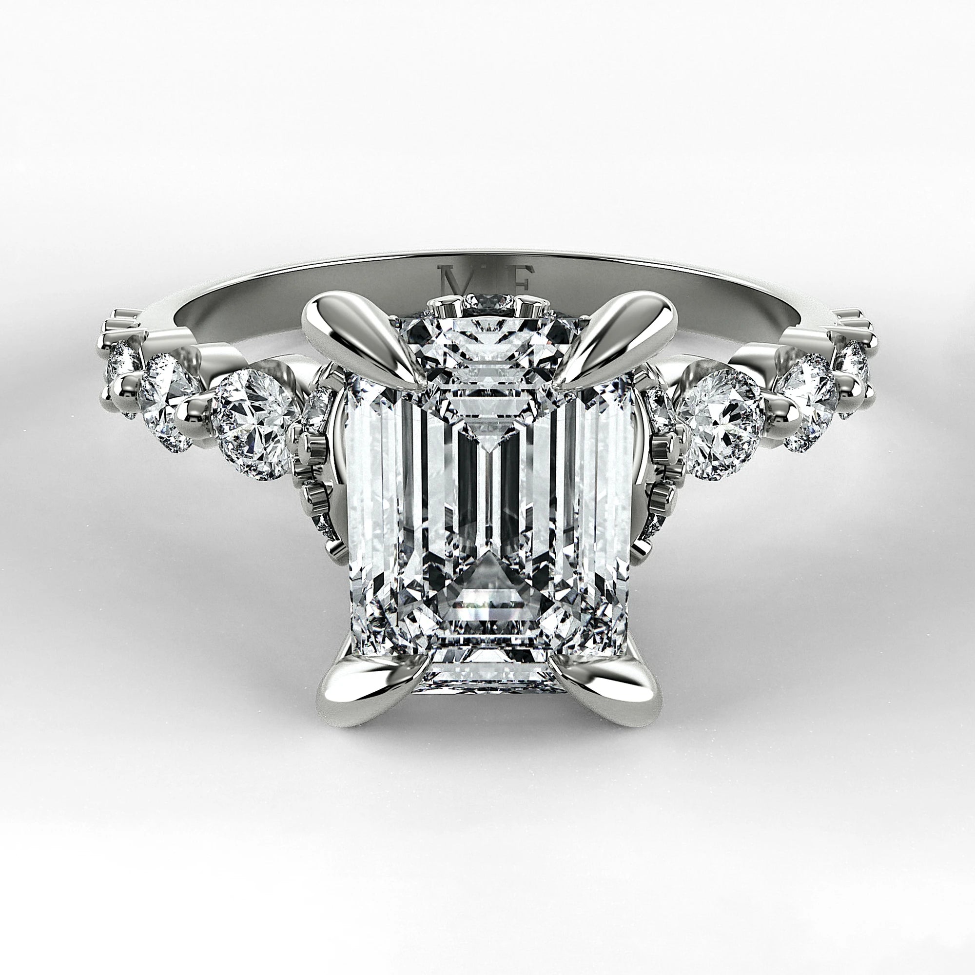 Anillo de Compromiso Estructura - Esmeralda en oro blanco - vista 1