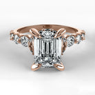 Anillo de Compromiso Estructura - Esmeralda en oro rosa - vista 1