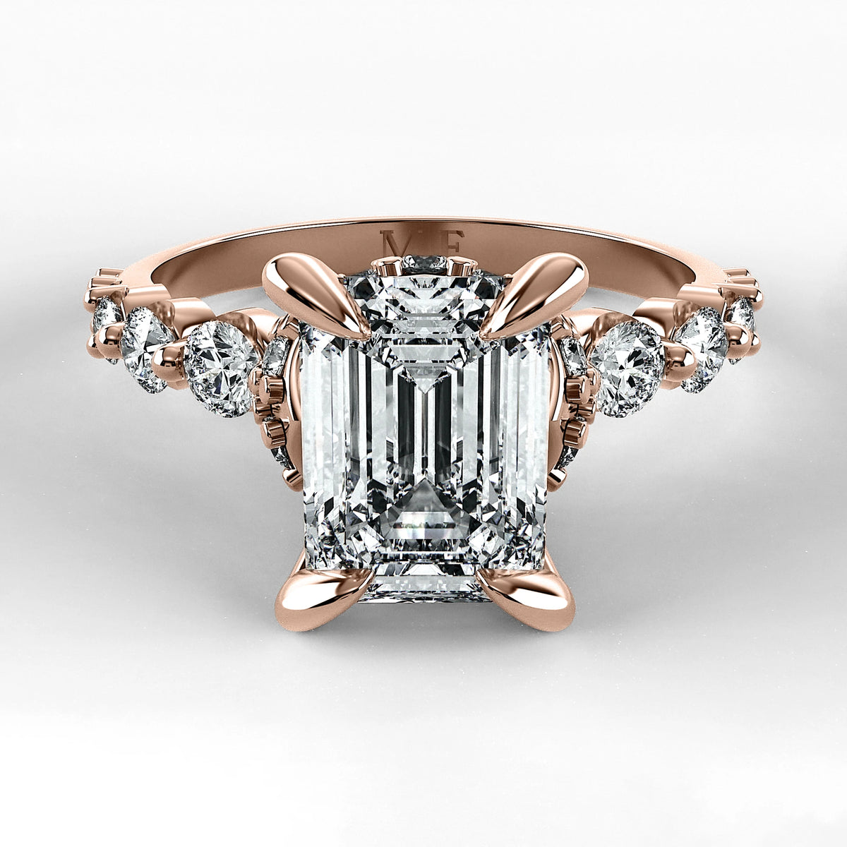 Anillo de Compromiso Estructura - Esmeralda en oro rosa - vista 1