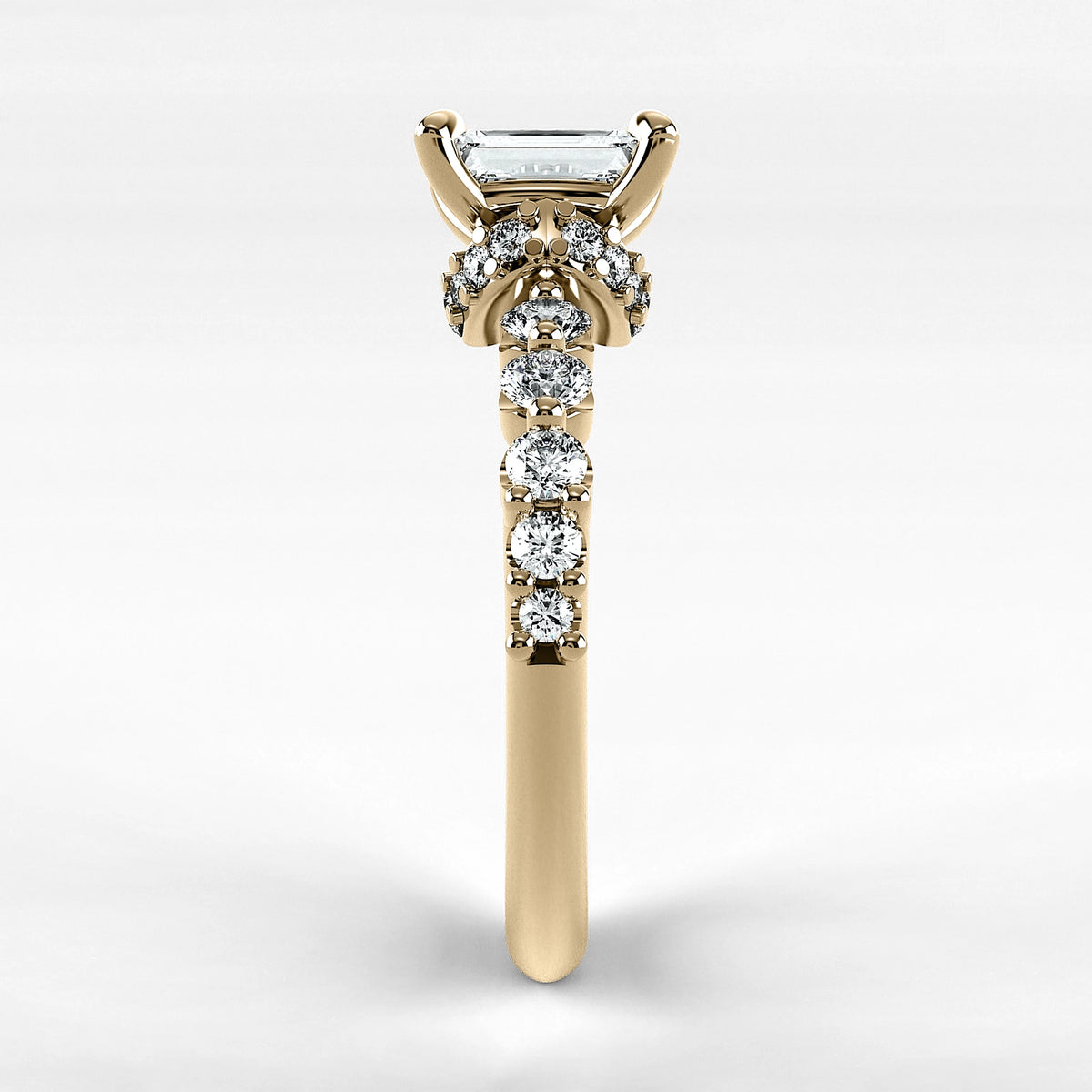 Anillo de Compromiso Estructura - Esmeralda en oro amarillo - vista 2