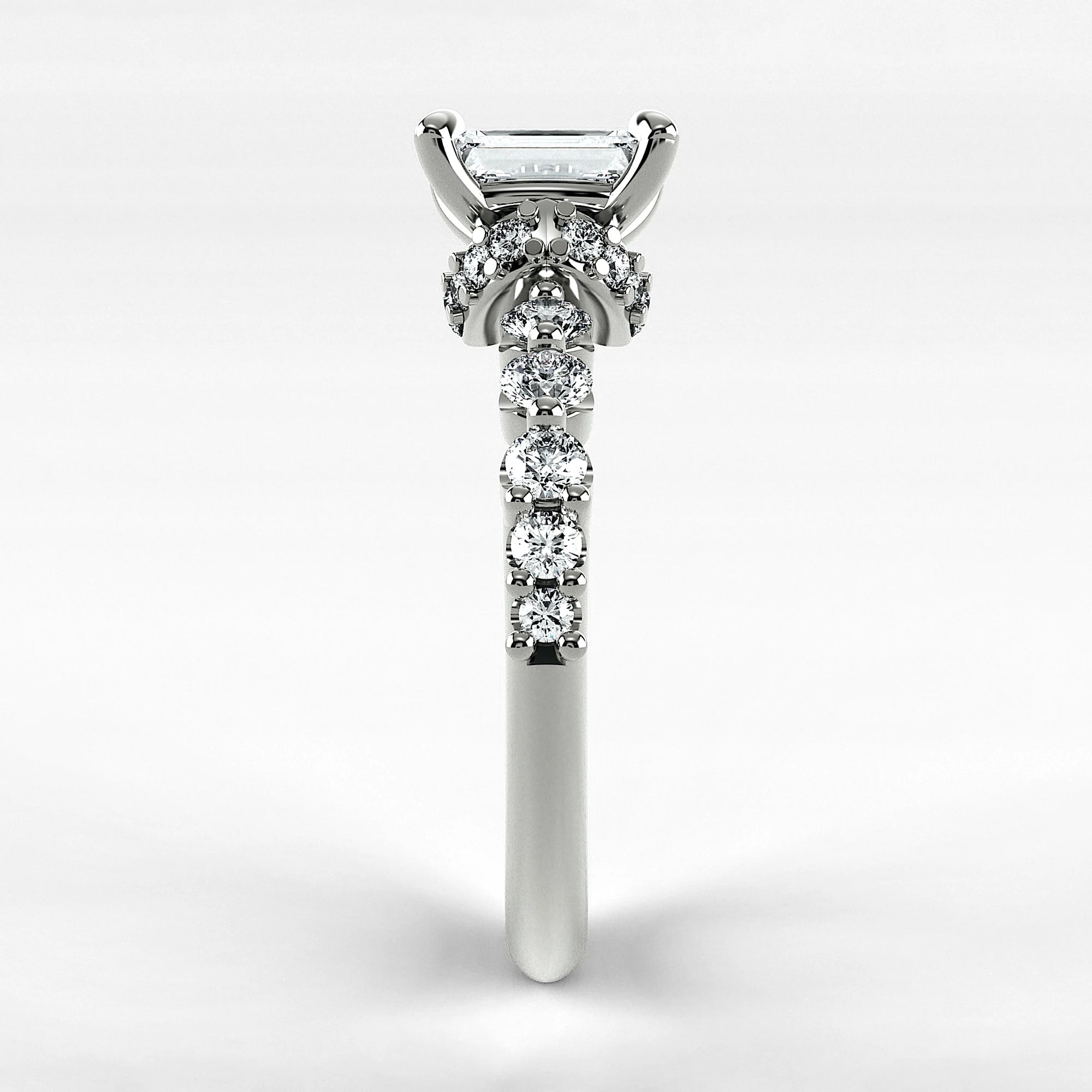 Anillo de Compromiso Estructura - Esmeralda en oro blanco - vista 2