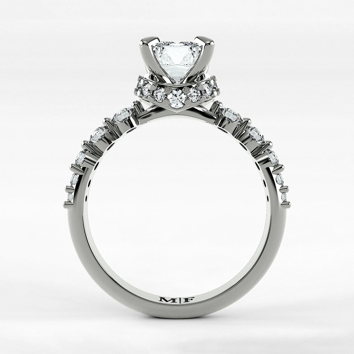 Anillo de Compromiso Estructura - Esmeralda en oro blanco - vista 3