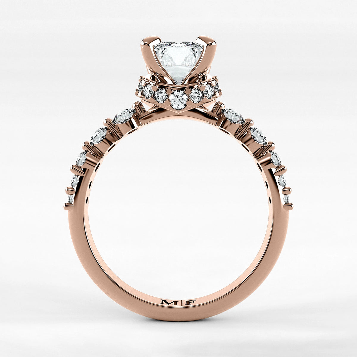 Anillo de Compromiso Estructura - Esmeralda en oro rosa - vista 3