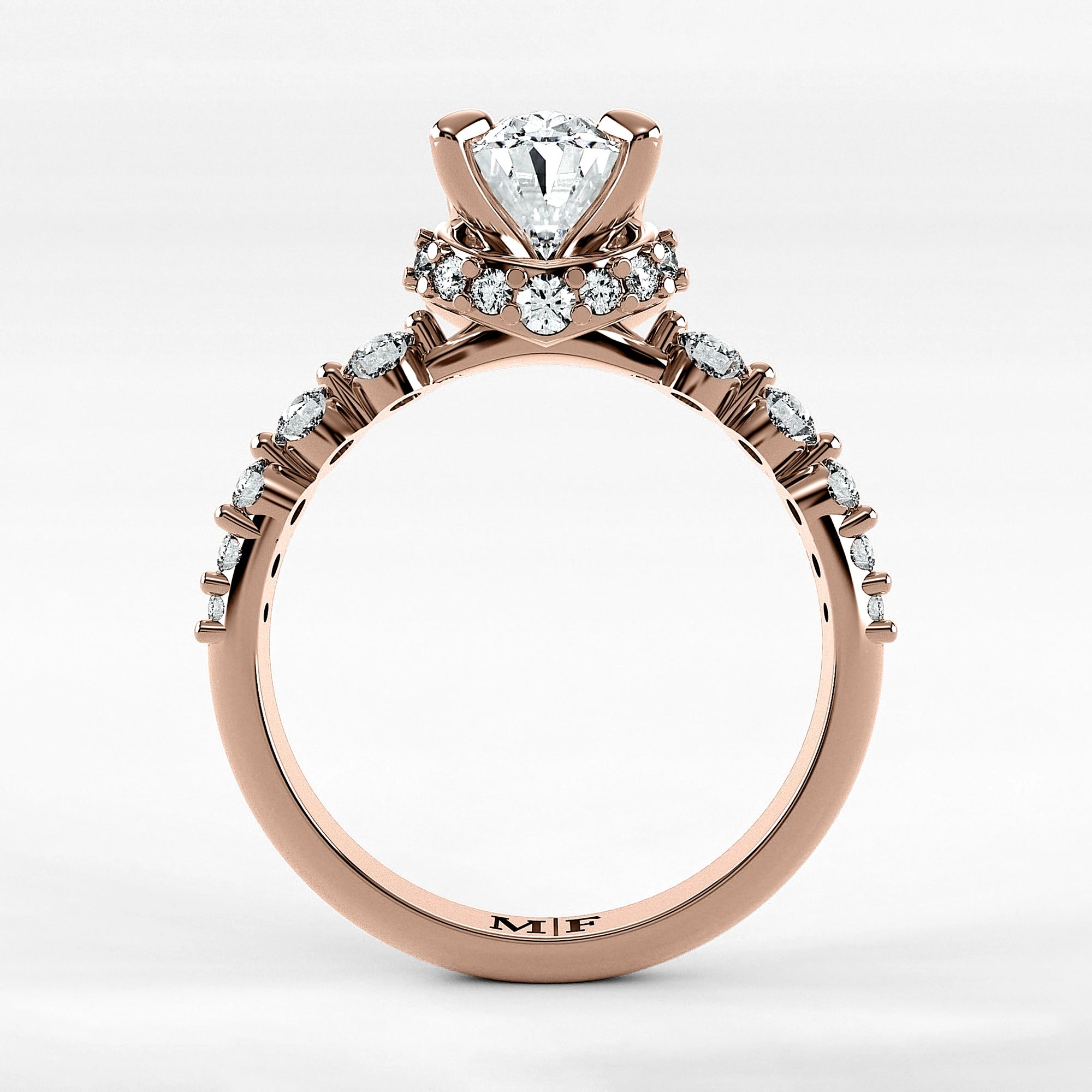 Anillo de Compromiso Estructura - Oval en oro rosa - vista 3