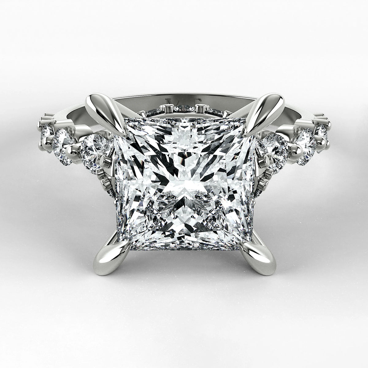 Anillo de Compromiso Estructura - Princess en oro blanco - vista 1