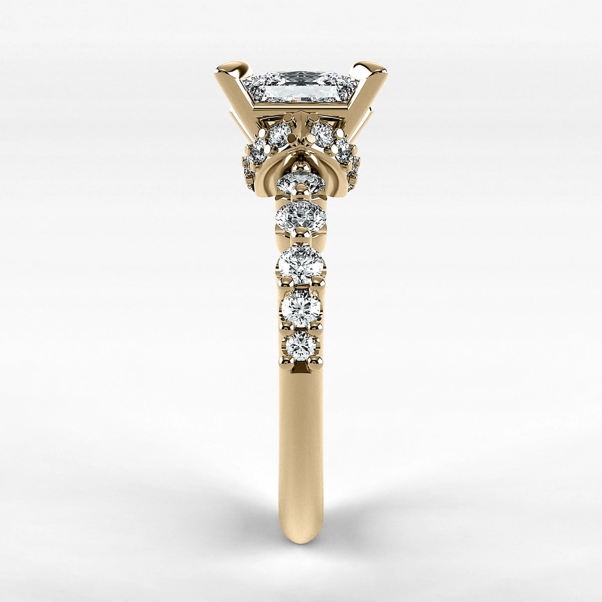 Anillo de Compromiso Estructura - Princess en oro amarillo - vista 2