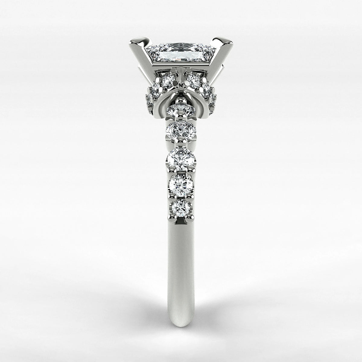 Anillo de Compromiso Estructura - Princess en oro blanco - vista 2