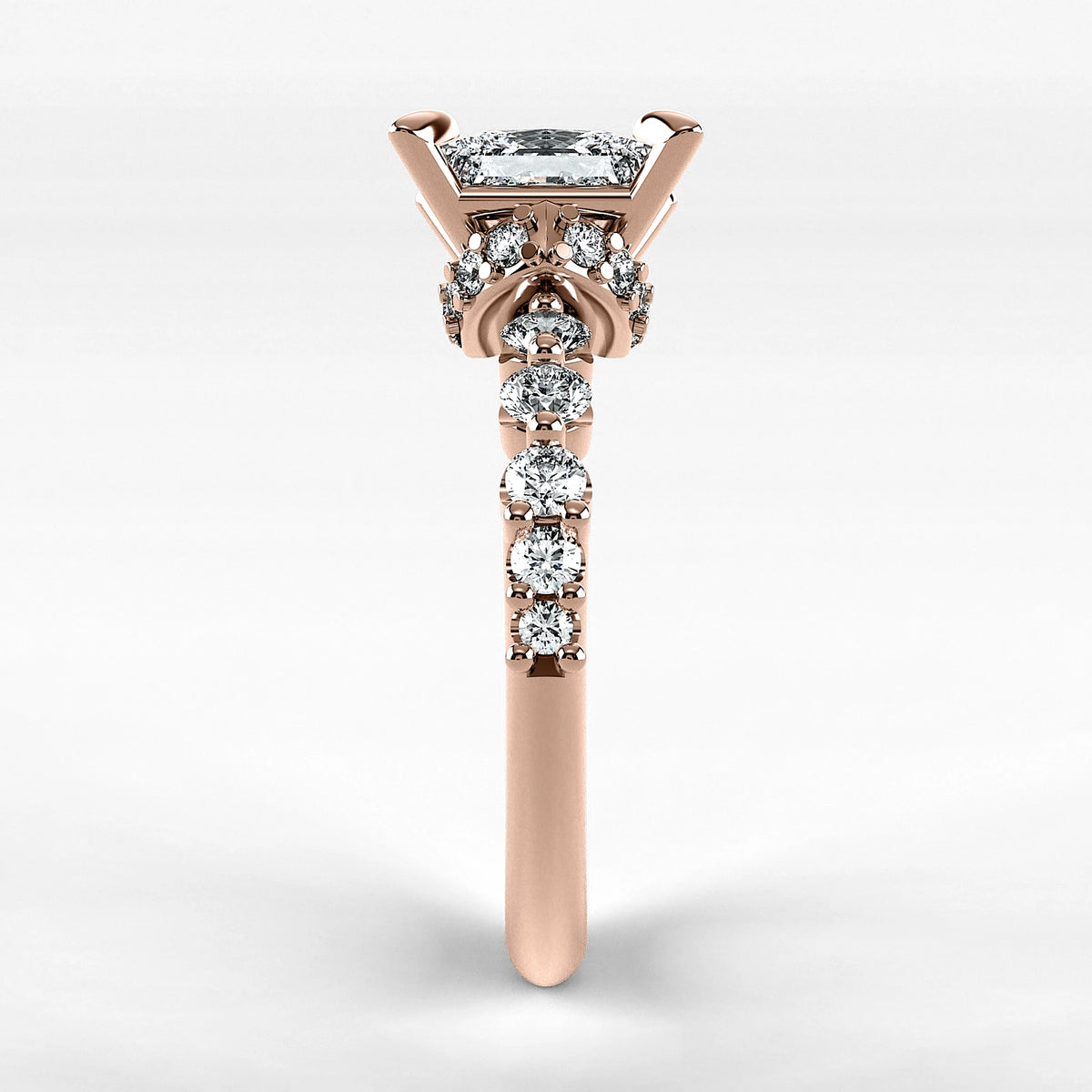 Anillo de Compromiso Estructura - Princess en oro rosa - vista 2