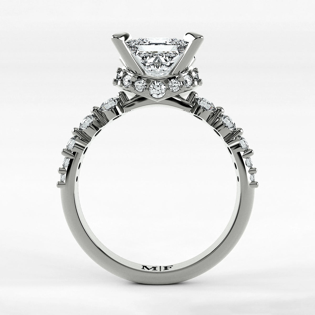 Anillo de Compromiso Estructura - Princess en oro blanco - vista 3