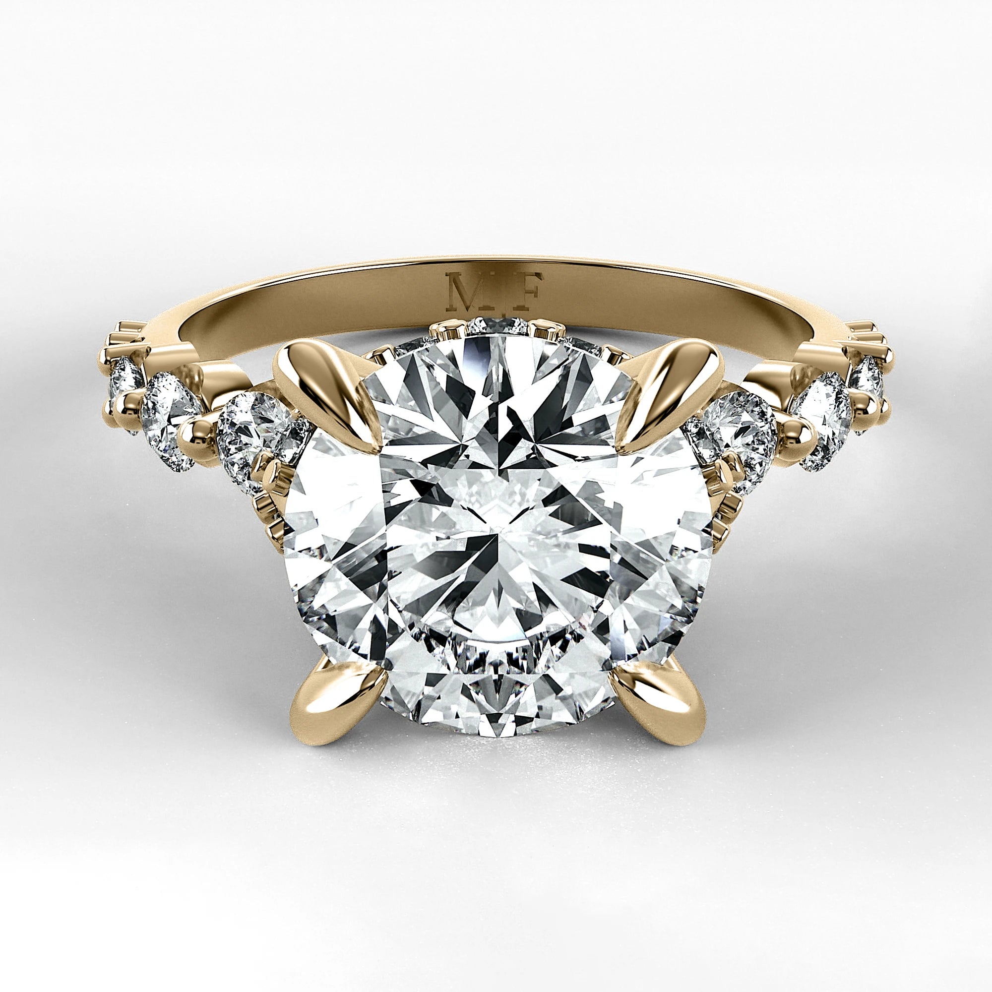Anillo de Compromiso Estructura - Redondo en oro amarillo - vista 1