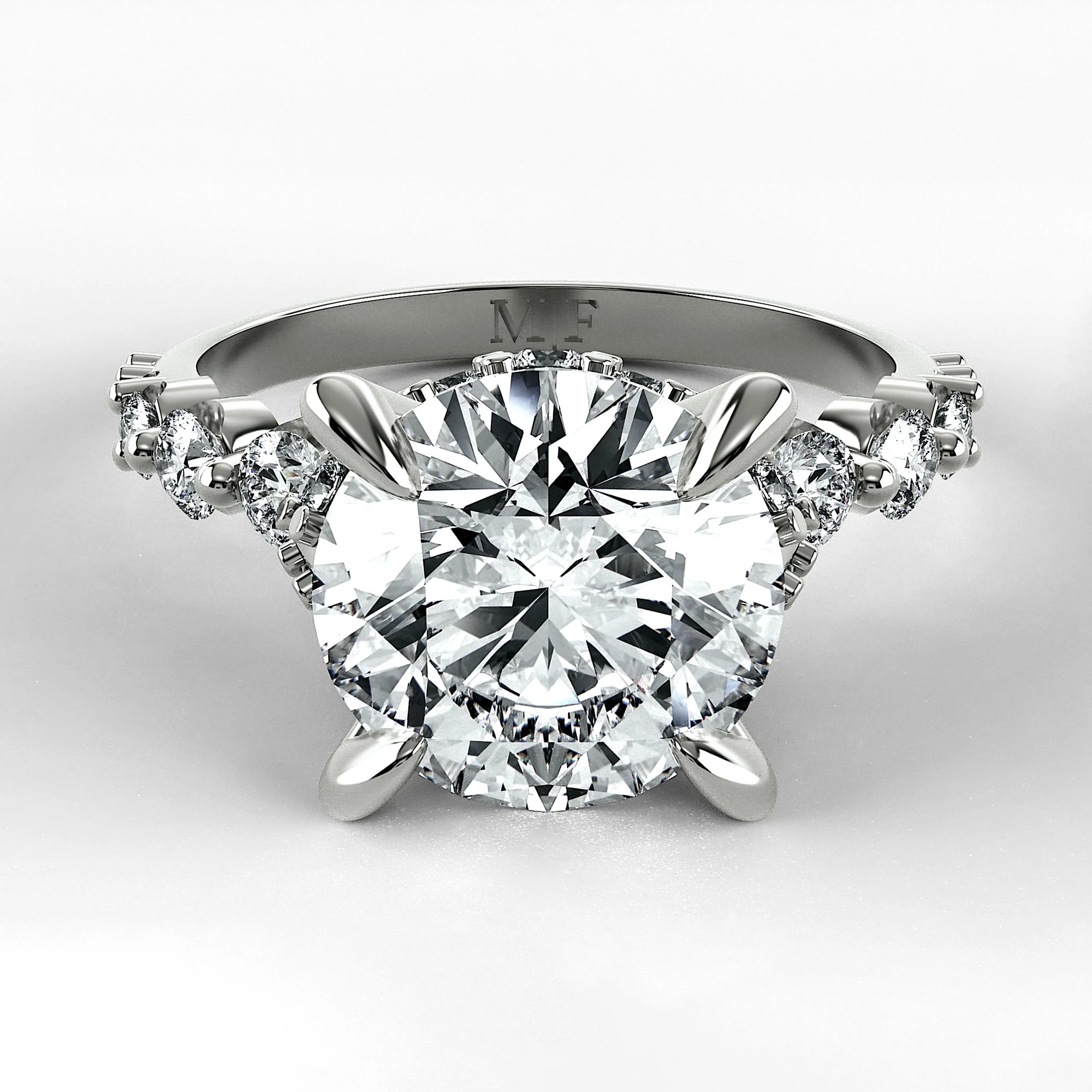 Anillo de Compromiso Estructura - Redondo en oro blanco - vista 1