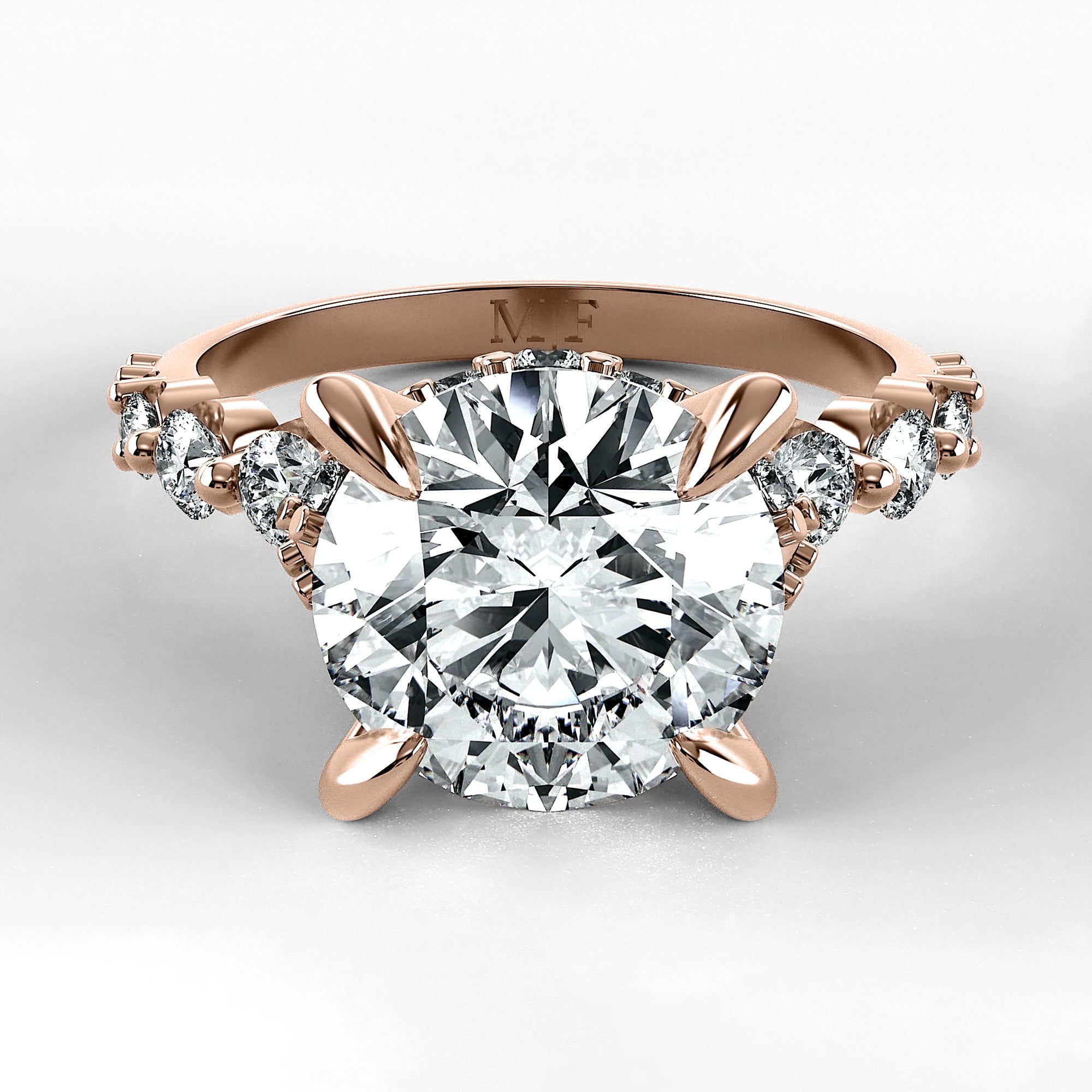 Anillo de Compromiso Estructura - Redondo en oro rosa - vista 1