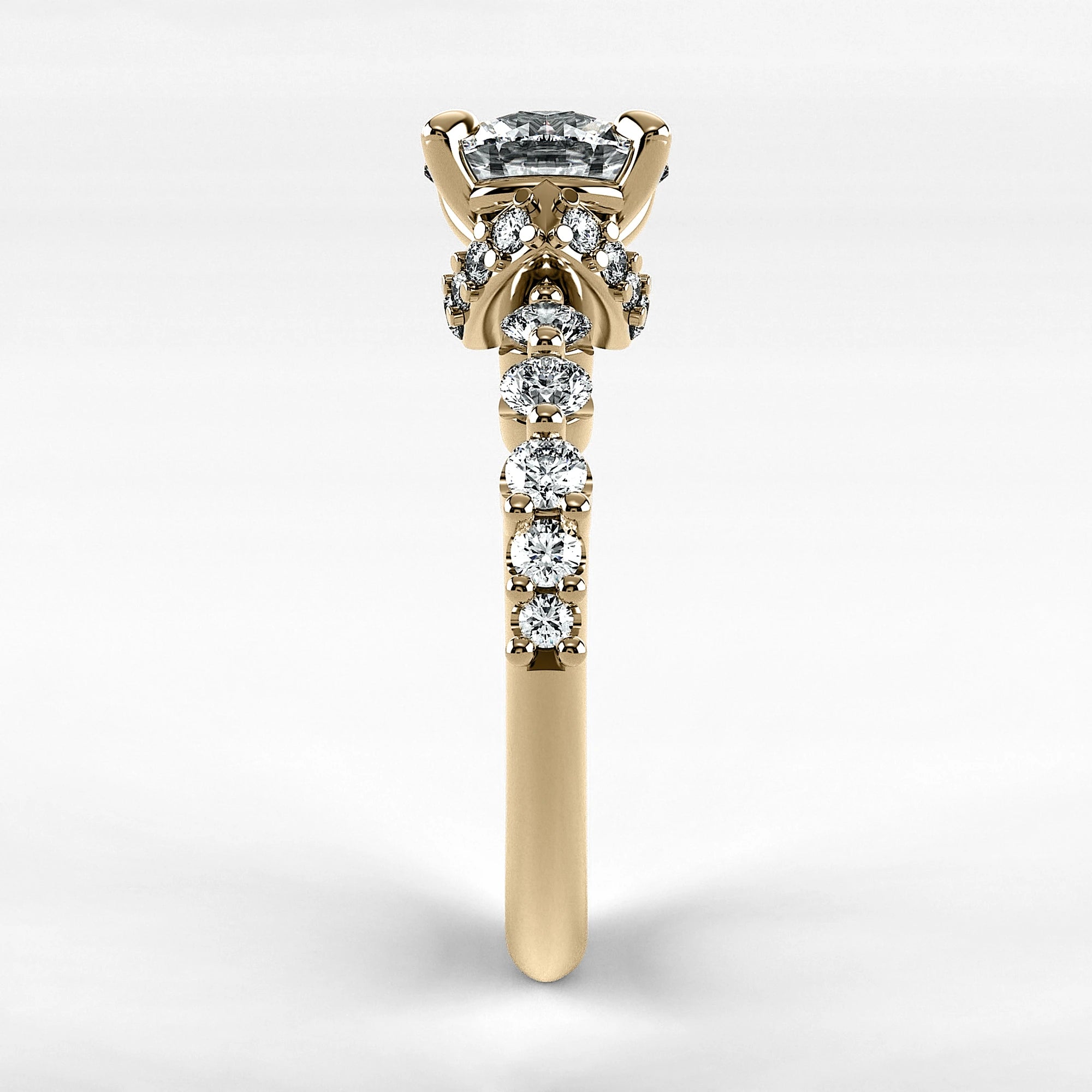 Anillo de Compromiso Estructura - Redondo en oro amarillo - vista 2