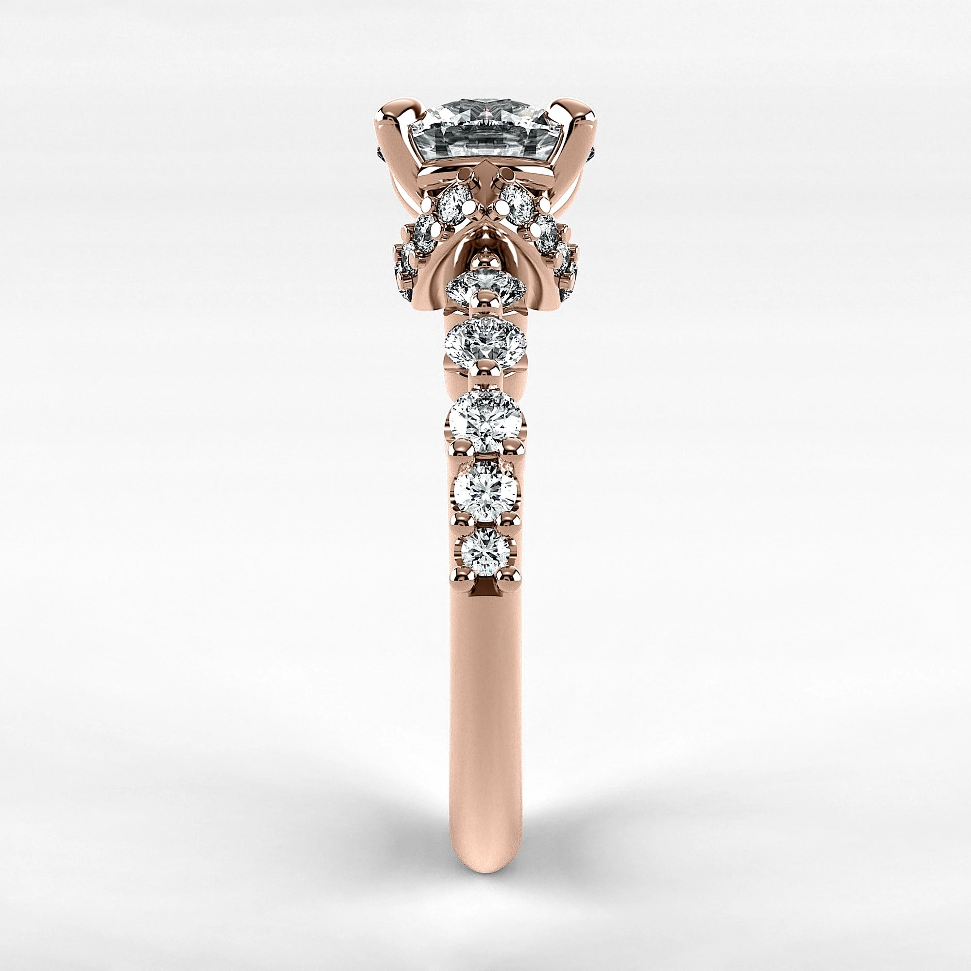 Anillo de Compromiso Estructura - Redondo en oro rosa - vista 2