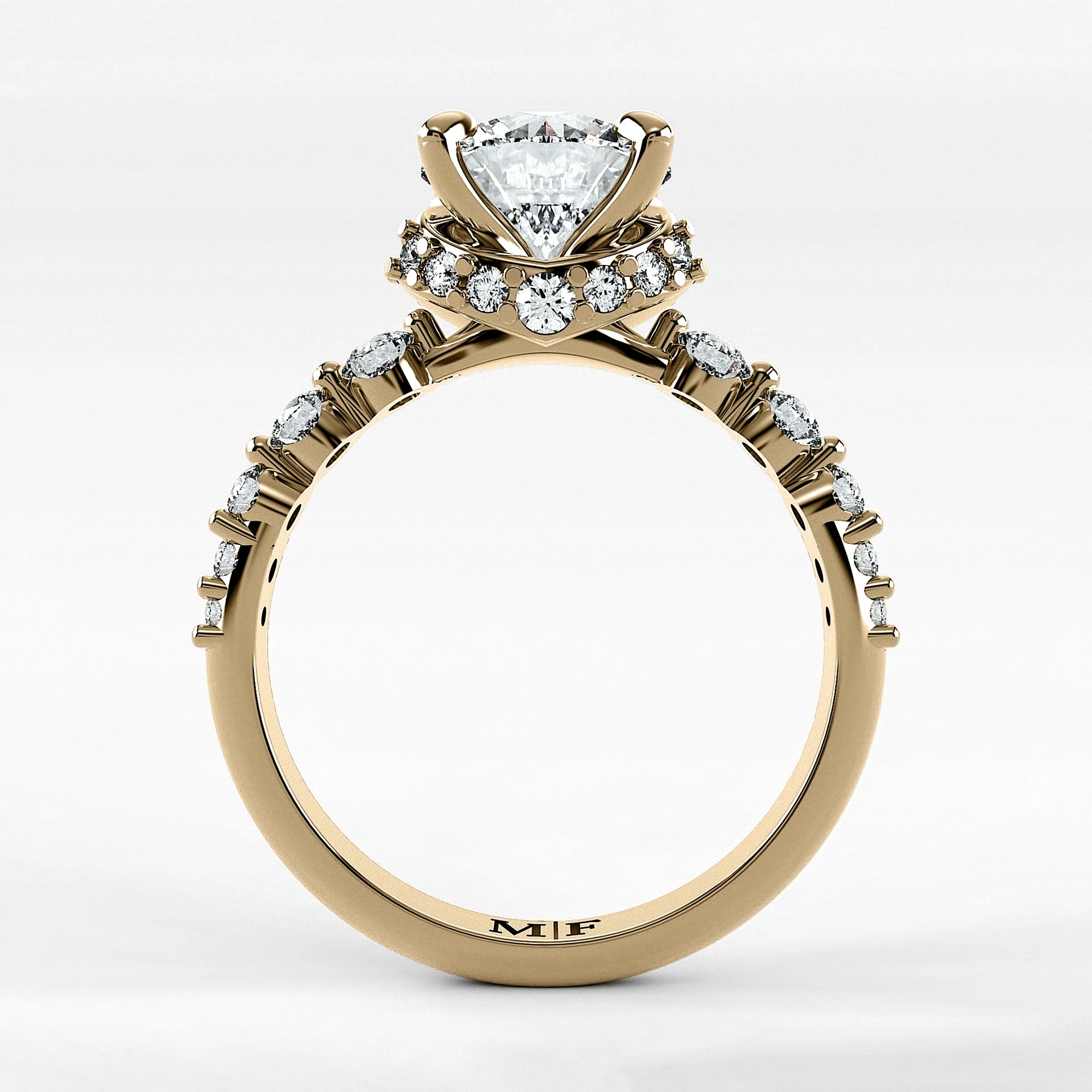 Anillo de Compromiso Estructura - Redondo en oro amarillo - vista 3