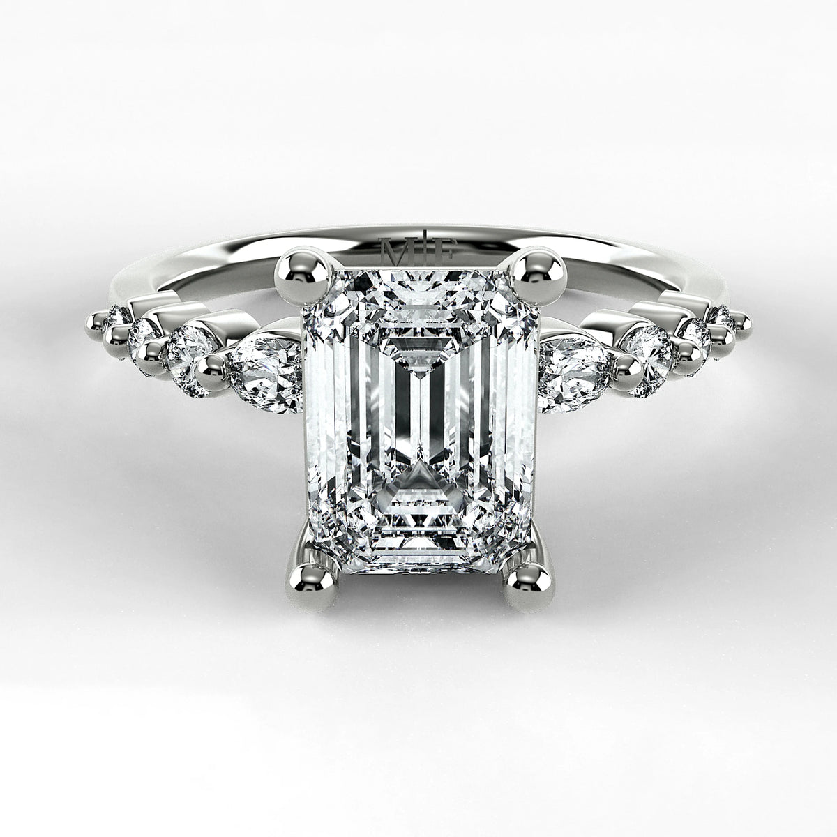 Anillo de Compromiso Eterno - Esmeralda en oro blanco - vista 1