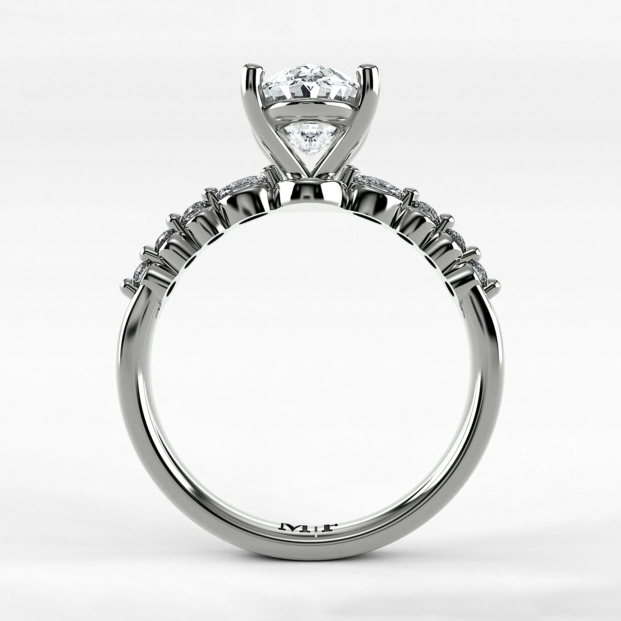Anillo de Compromiso Eterno - Oval en oro blanco - vista 3