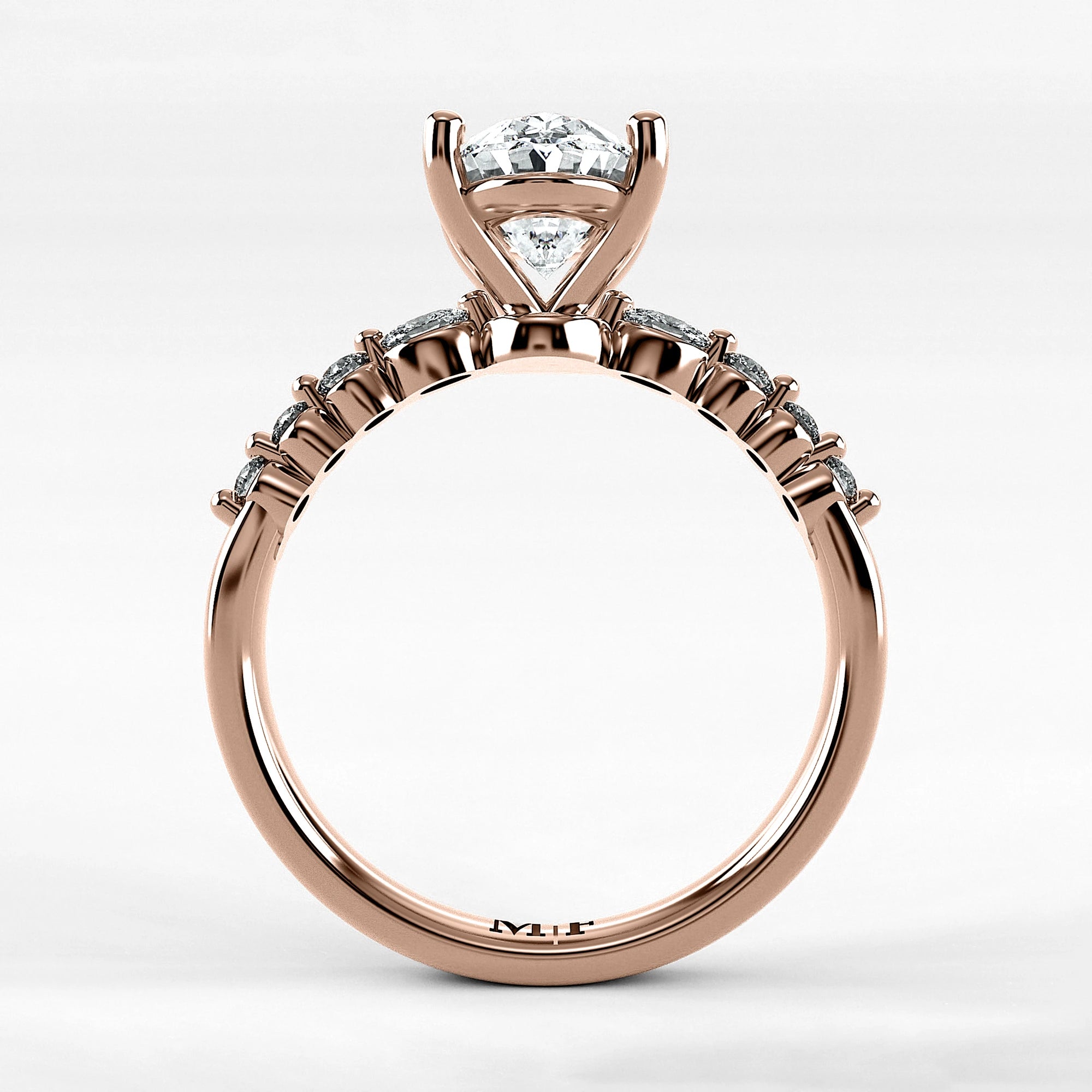 Anillo de Compromiso Eterno - Oval en oro rosa - vista 3