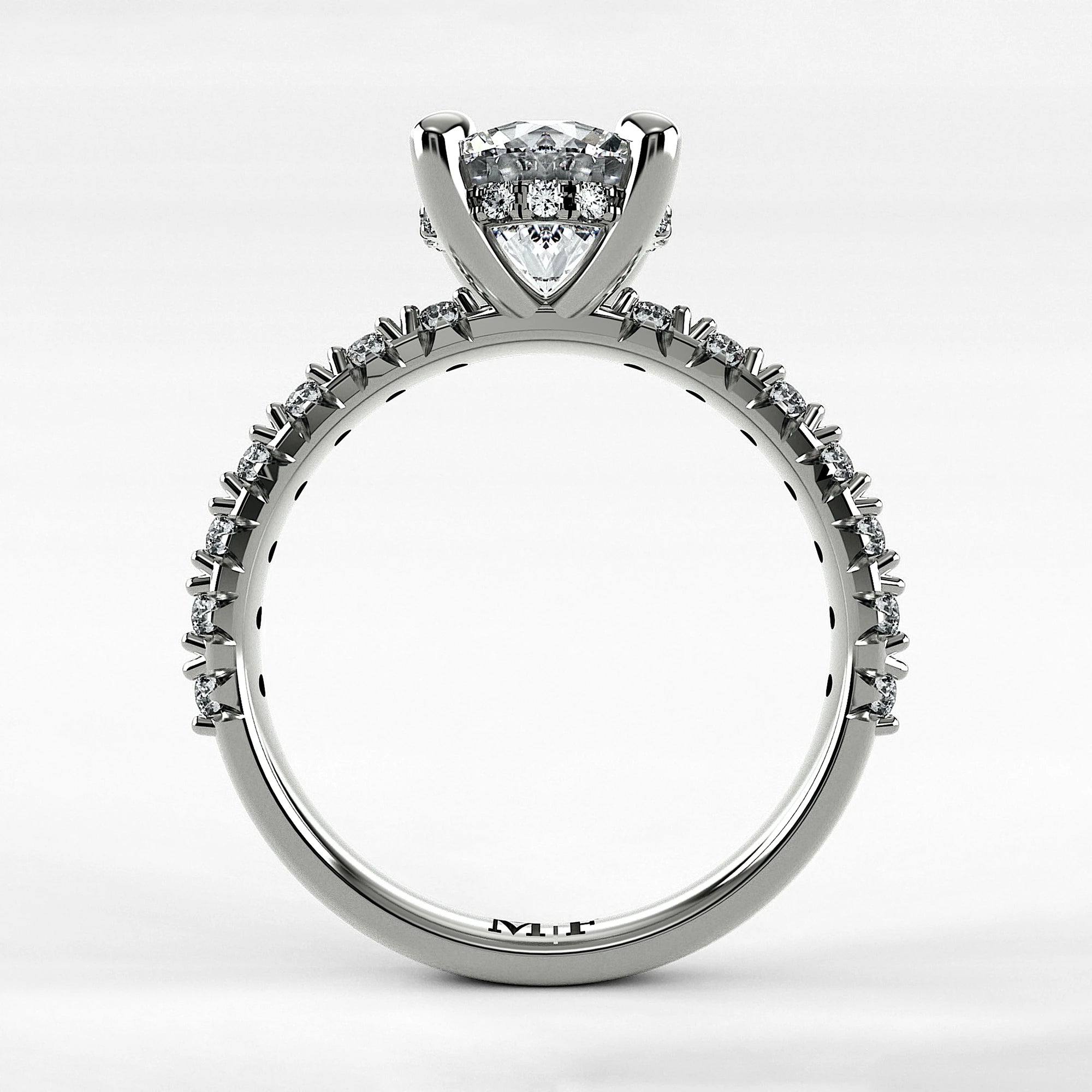 Anillo de Compromiso Herencia - Redondo en oro blanco - vista 3