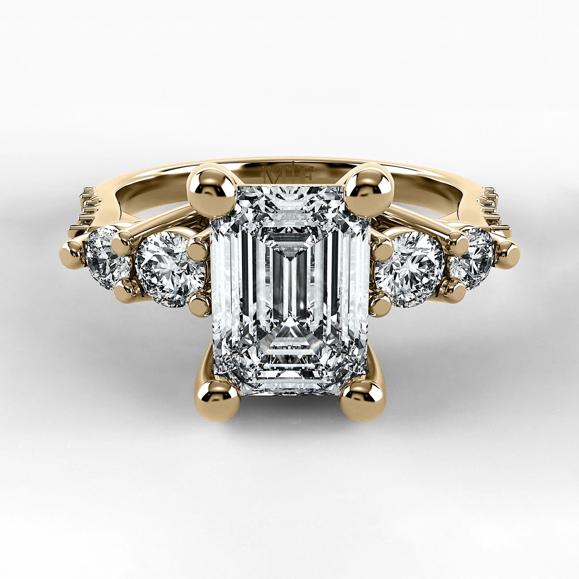 Anillo de Compromiso Noble - Esmeralda en oro amarillo - vista 1