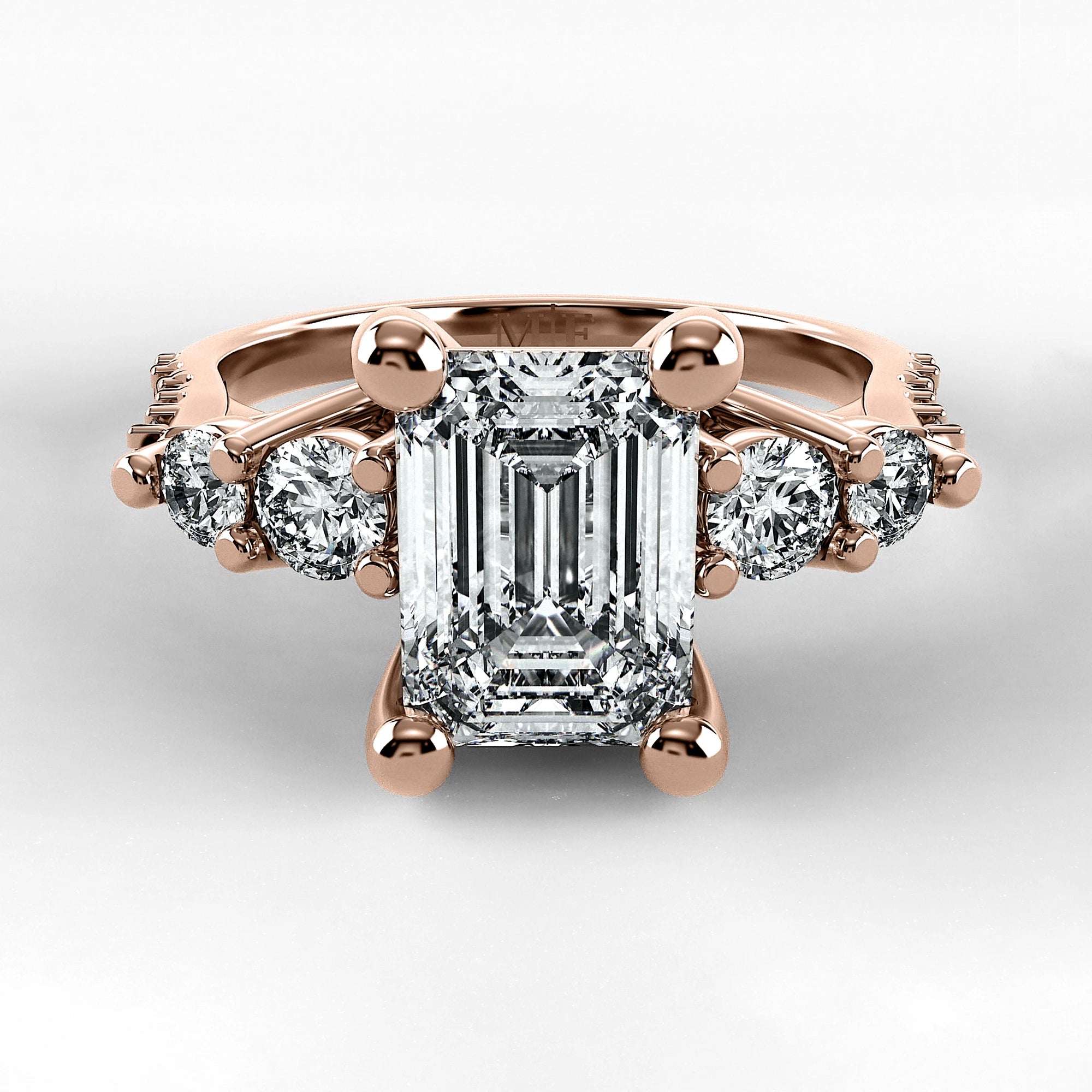 Anillo de Compromiso Noble - Esmeralda en oro rosa - vista 1