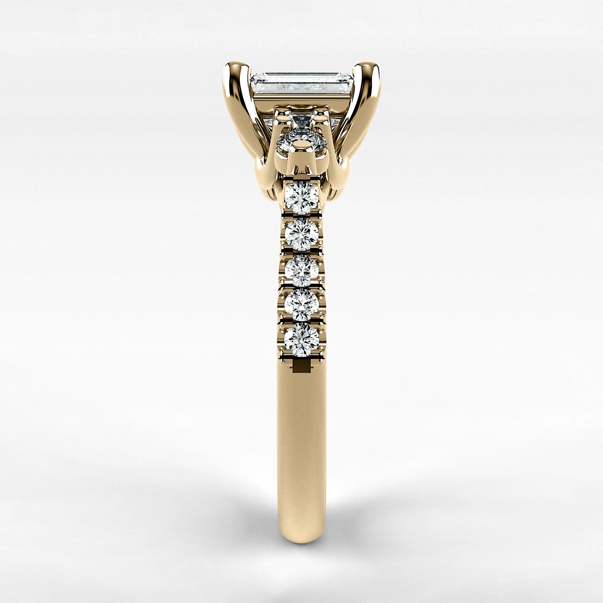 Anillo de Compromiso Noble - Esmeralda en oro amarillo - vista 2