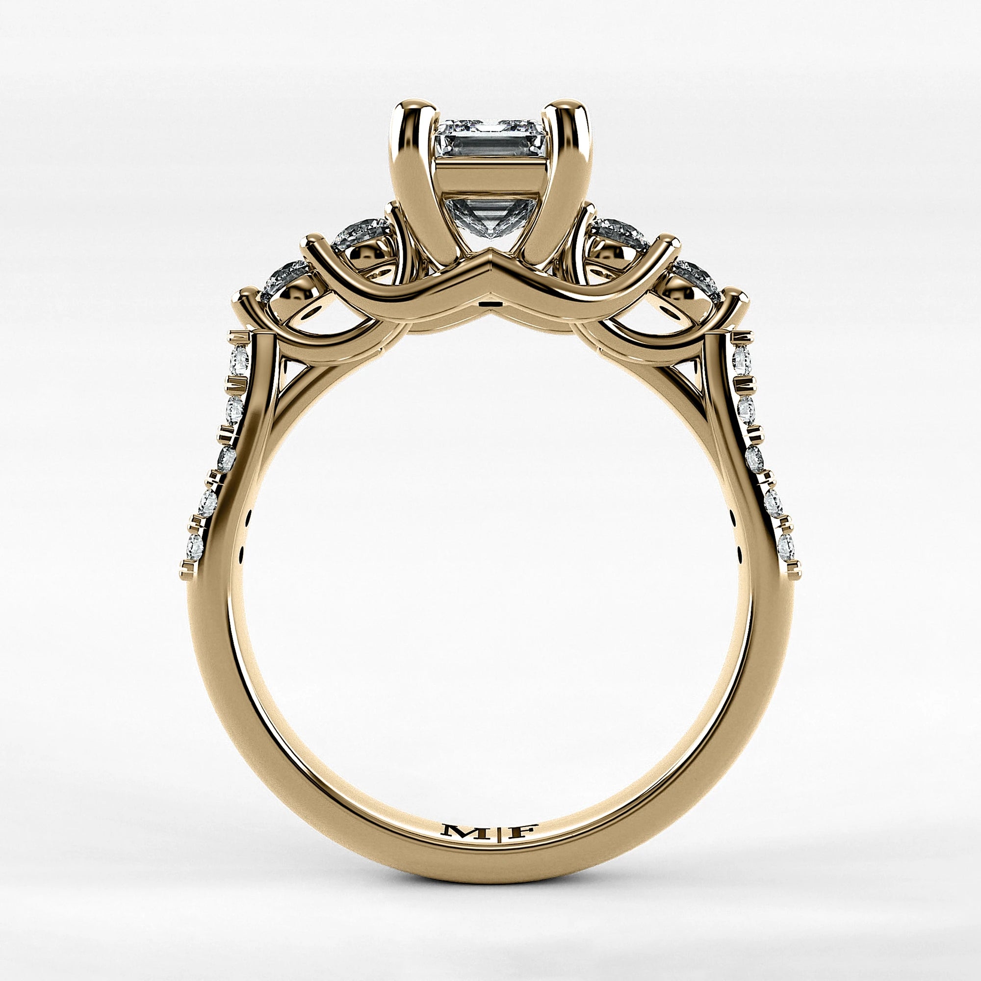 Anillo de Compromiso Noble - Esmeralda en oro amarillo - vista 3