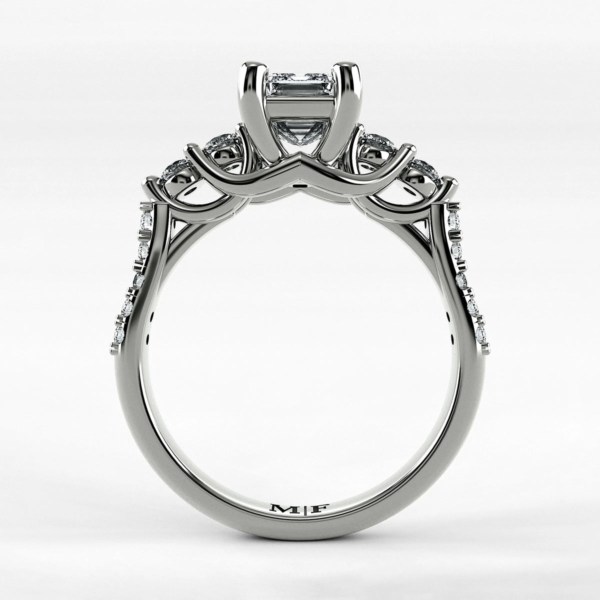 Anillo de Compromiso Noble - Esmeralda en oro blanco - vista 3