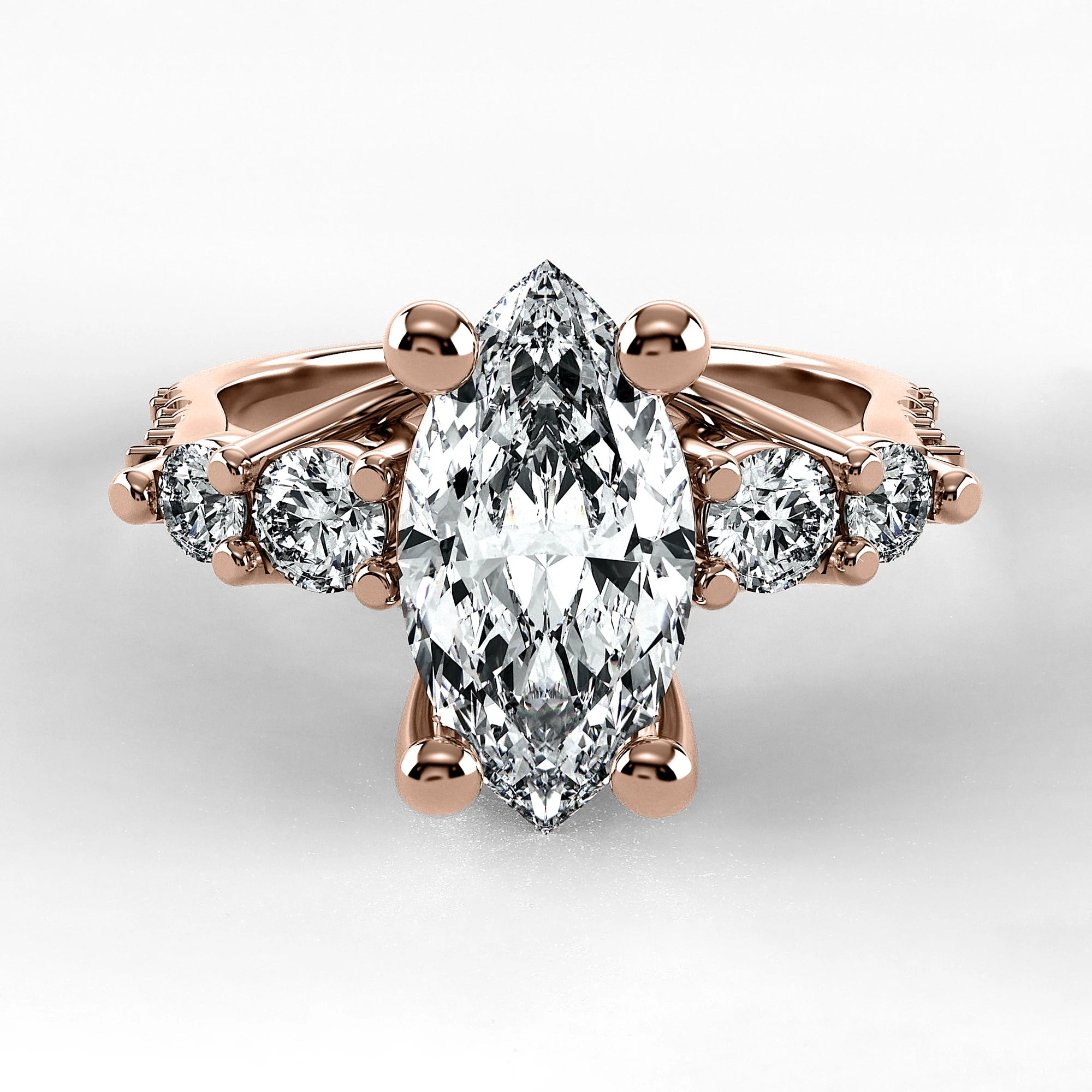 Anillo de Compromiso Noble - Marquesa en oro rosa - vista 1