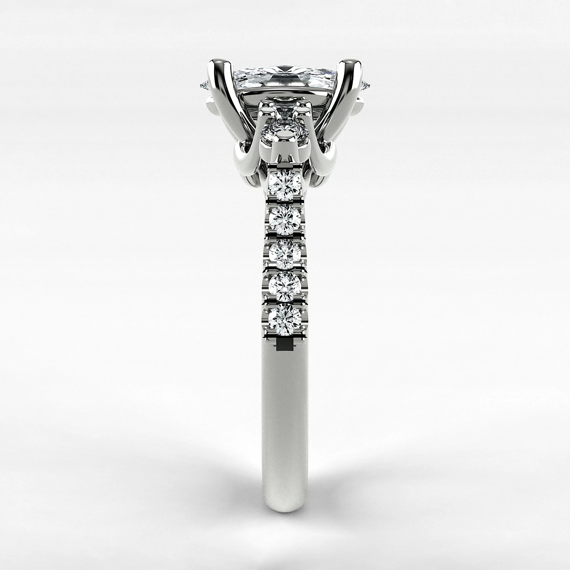Anillo de Compromiso Noble - Marquesa en oro blanco - vista 2