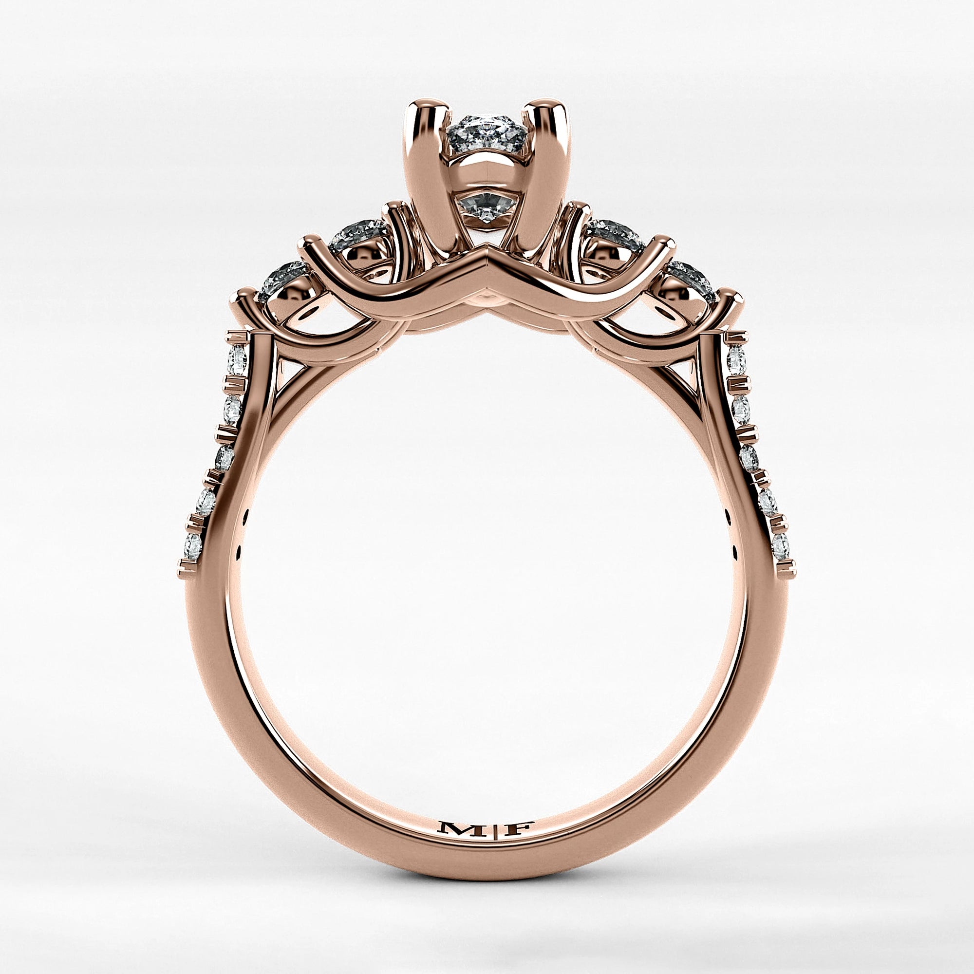 Anillo de Compromiso Noble - Marquesa en oro rosa - vista 3