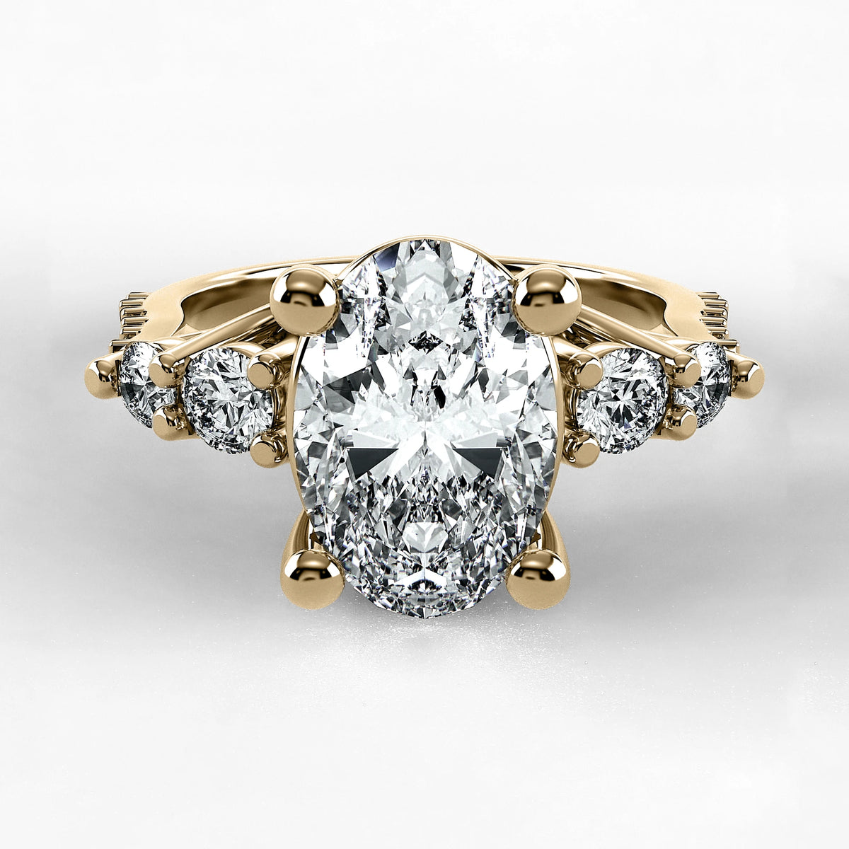 Anillo de Compromiso Noble - Oval en oro amarillo - vista 1