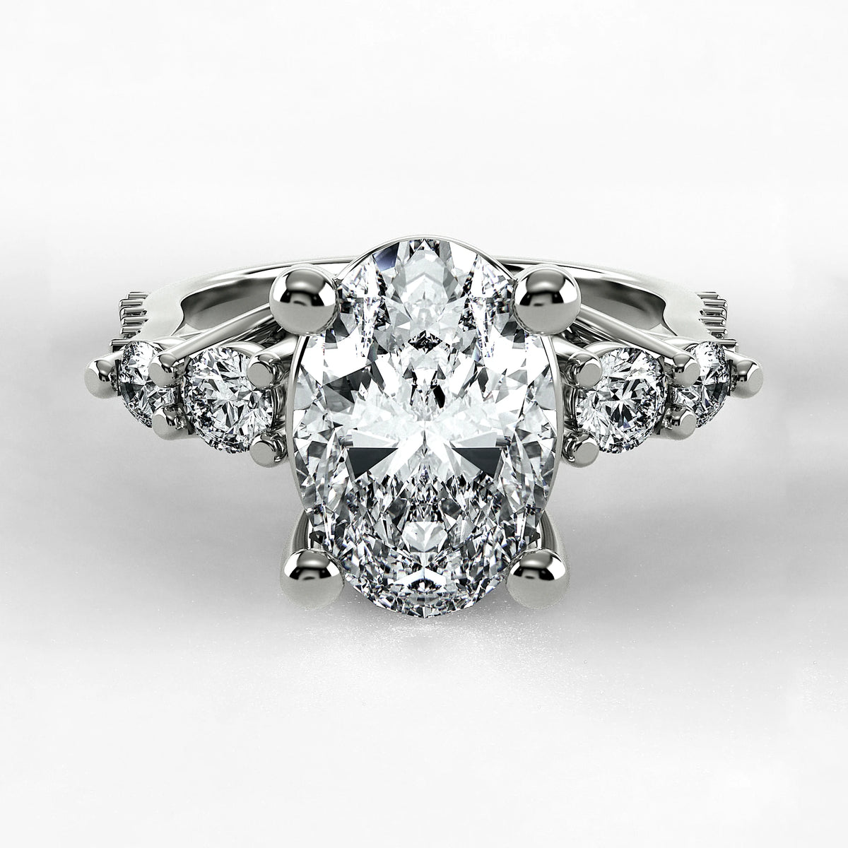 Anillo de Compromiso Noble - Oval en oro blanco - vista 1