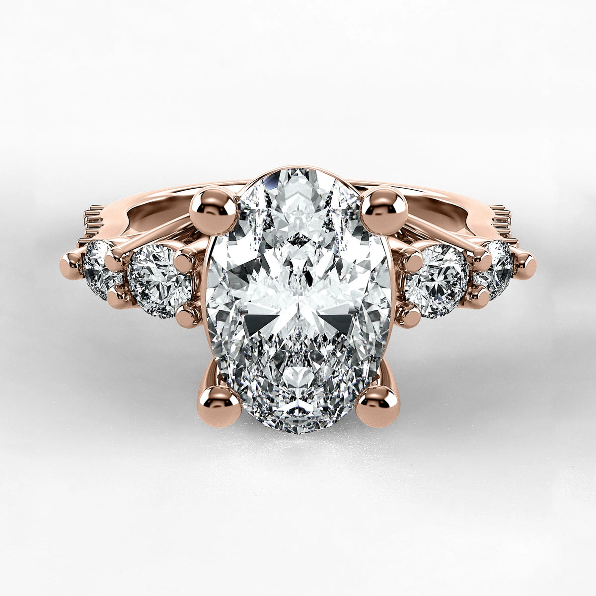 Anillo de Compromiso Noble - Oval en oro rosa - vista 1