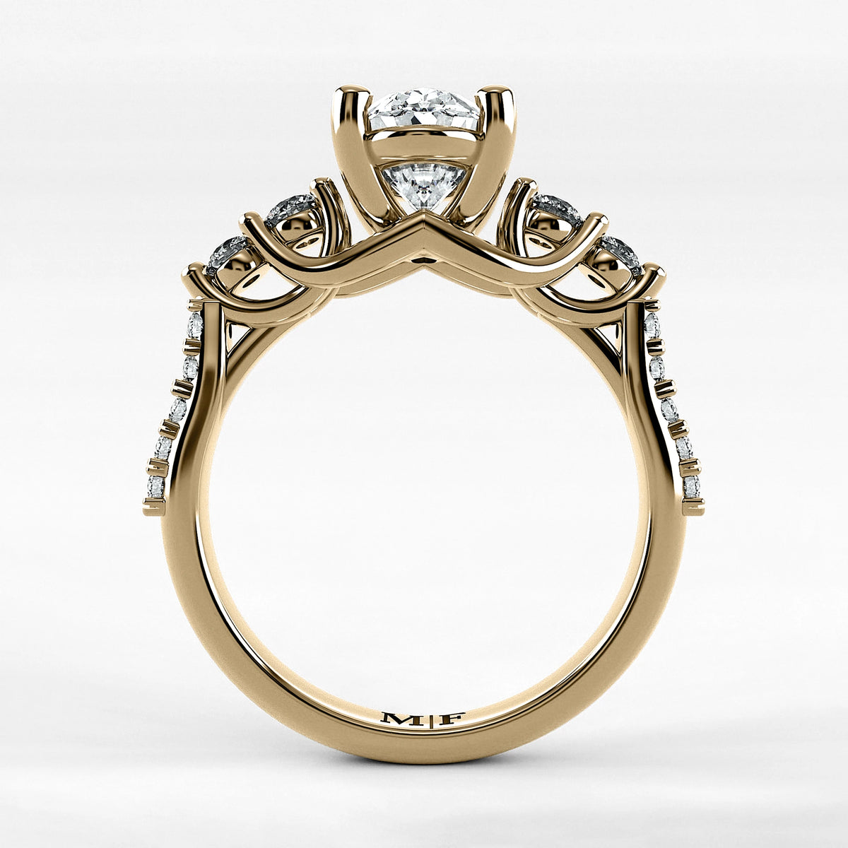 Anillo de Compromiso Noble - Oval en oro amarillo - vista 3