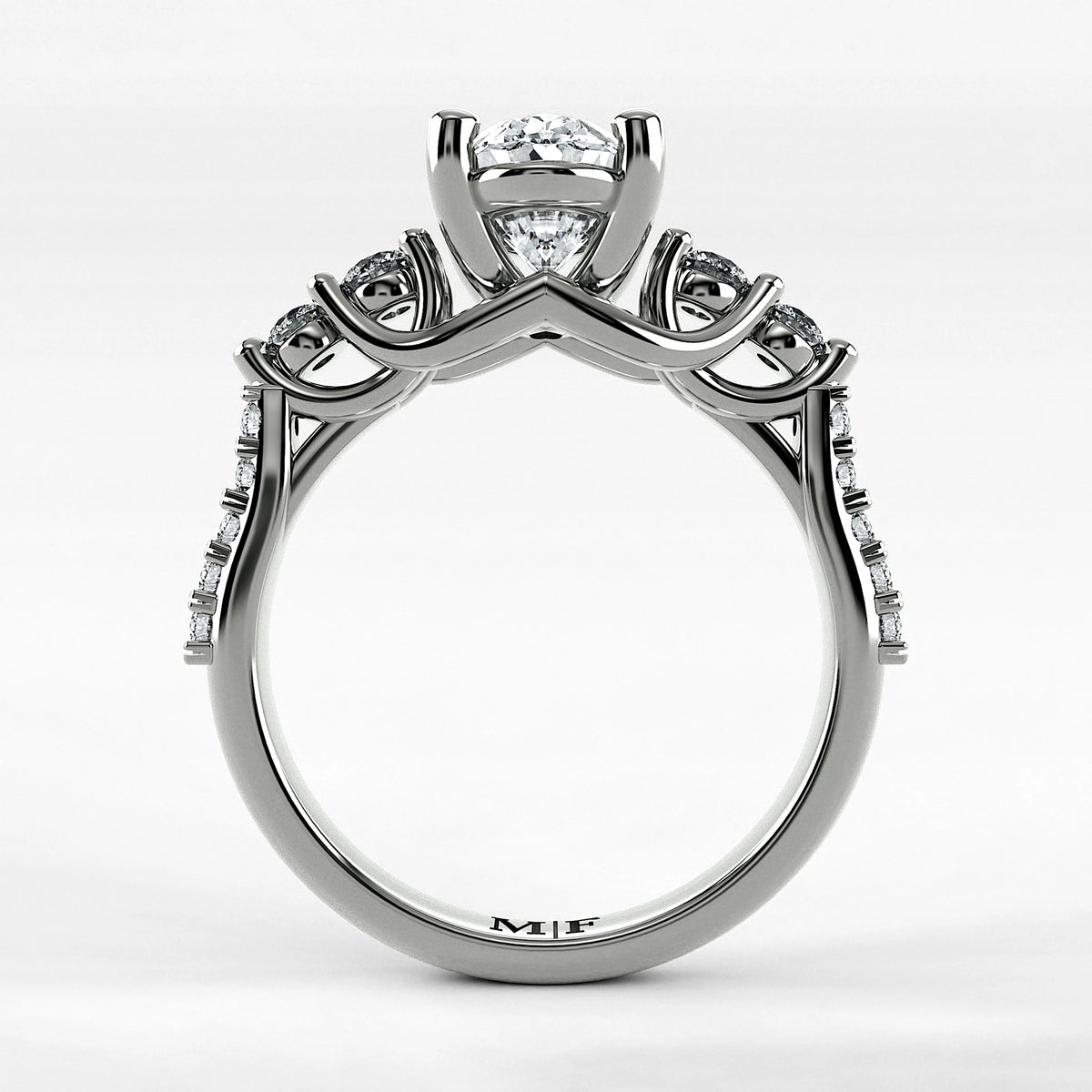 Anillo de Compromiso Noble - Oval en oro blanco - vista 3