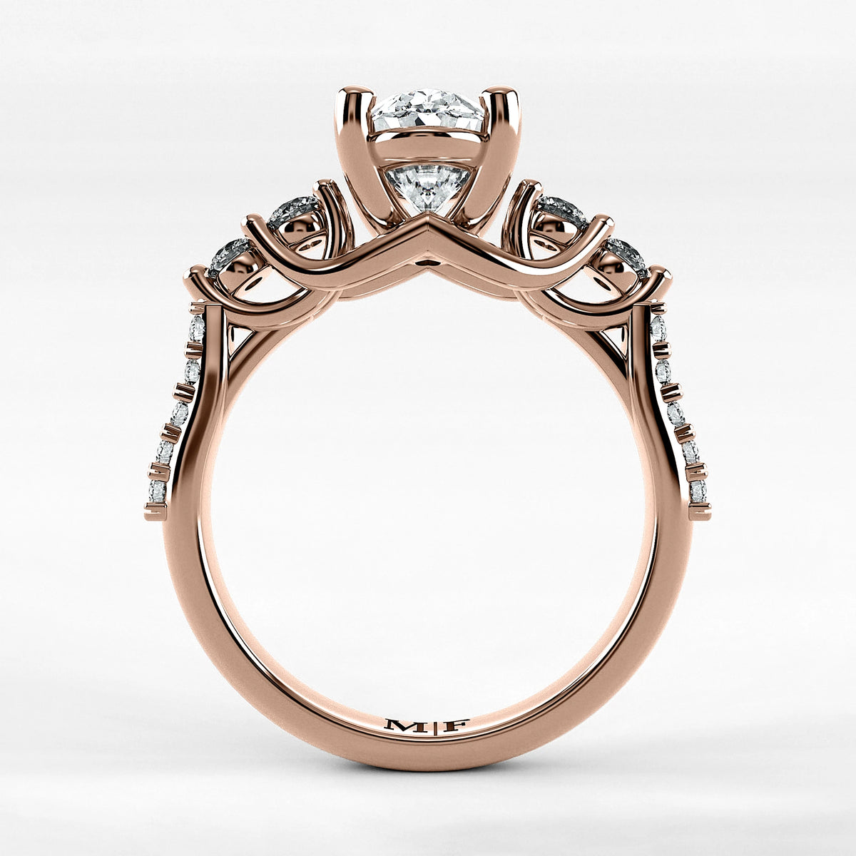 Anillo de Compromiso Noble - Oval en oro rosa - vista 3