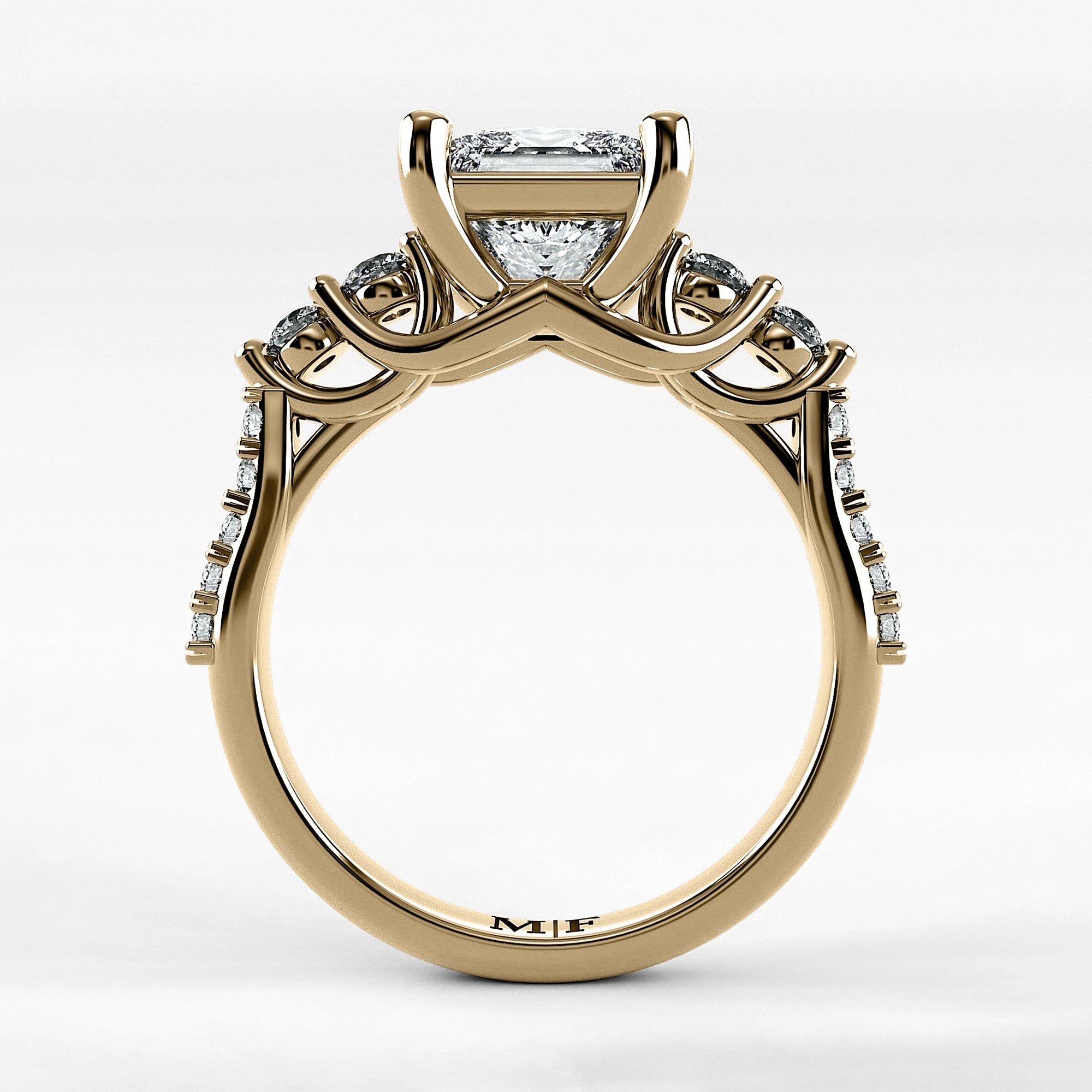 Anillo de Compromiso Noble - Princess en oro amarillo - vista 3