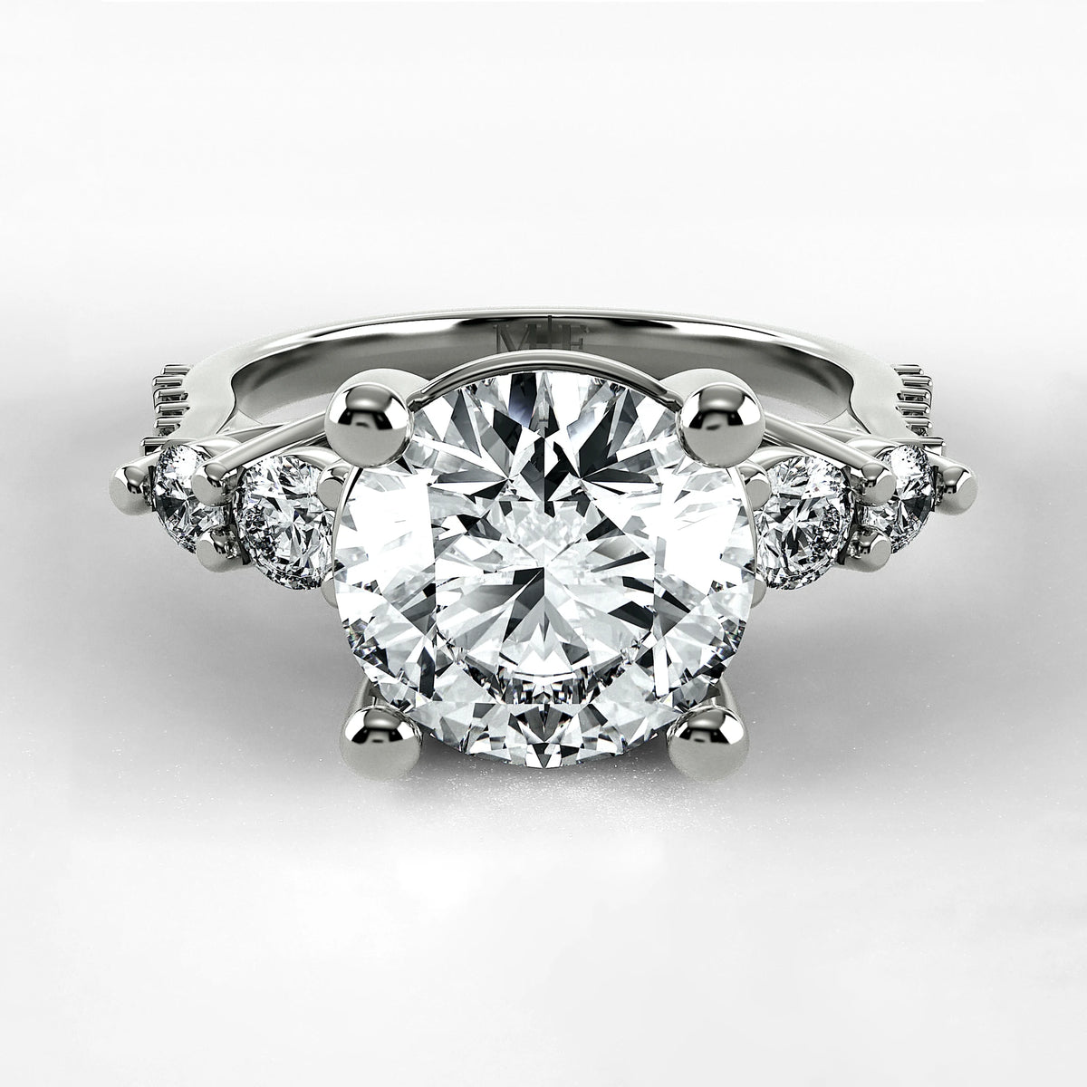 Anillo de Compromiso Noble - Redondo en oro blanco - vista 1