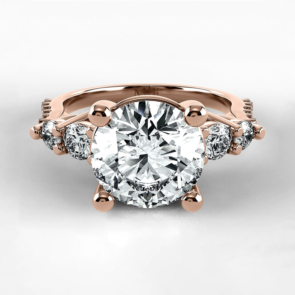 Anillo de Compromiso Noble - Redondo en oro rosa - vista 1